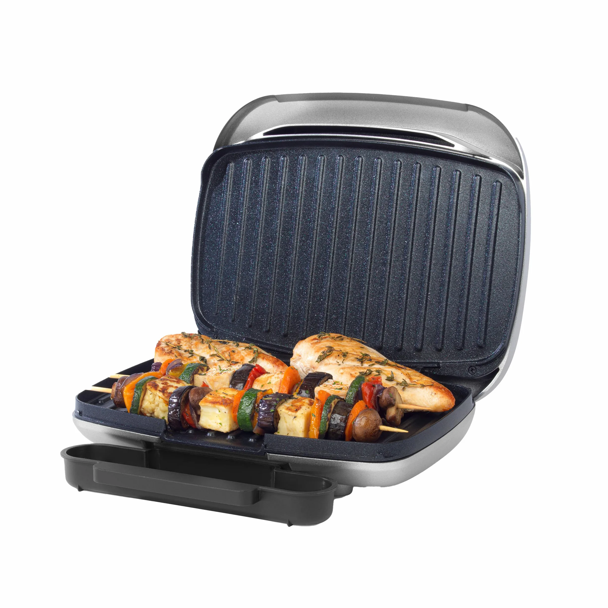 Petra PT5316HEVDEEU10 Kontaktgrill, pflegeleichte Grillplatten mit Smartstone-Antihaftbeschichtung, Panini-Presse mit abnehmbarer Abtropfschale, Kochen ohne Öl, Sandwiches, Gemüse, Fleisch, Spieße