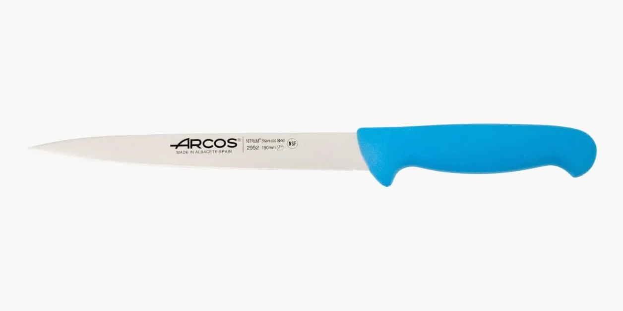Arcos 295223 seria 295 2900-filet nóż ostrze nitrum 190 mm (7,48 cala) uchwyt polipropylenowy niebieski 18/8 stal nierdzewna