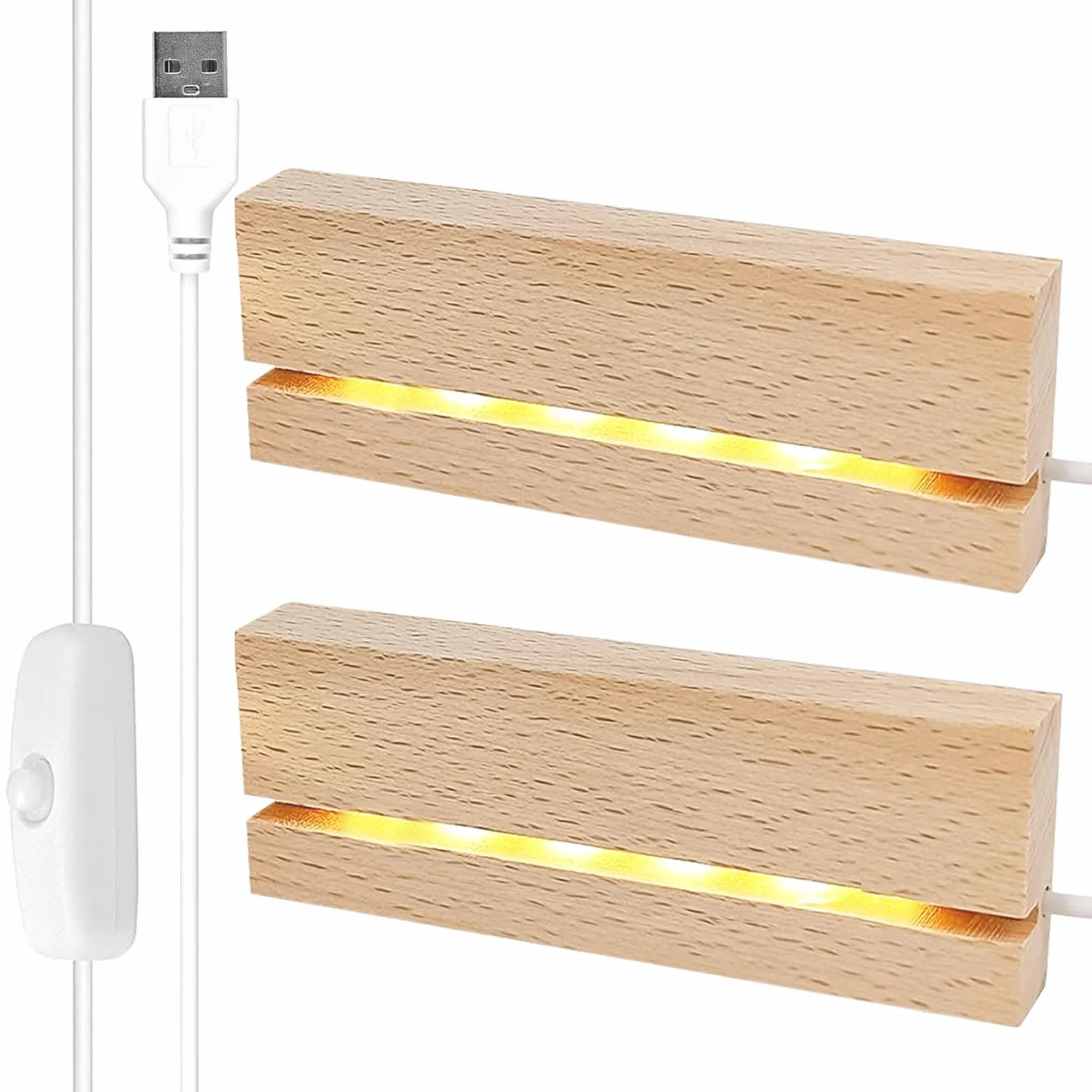 Podstawa wyświetlacza LED, 2 sztuki, drewniana podstawa LED, podstawa wyświetlacza LED, drewniana podstawa LED, podświetlana podstawa LED, prostokątna podstawka LED