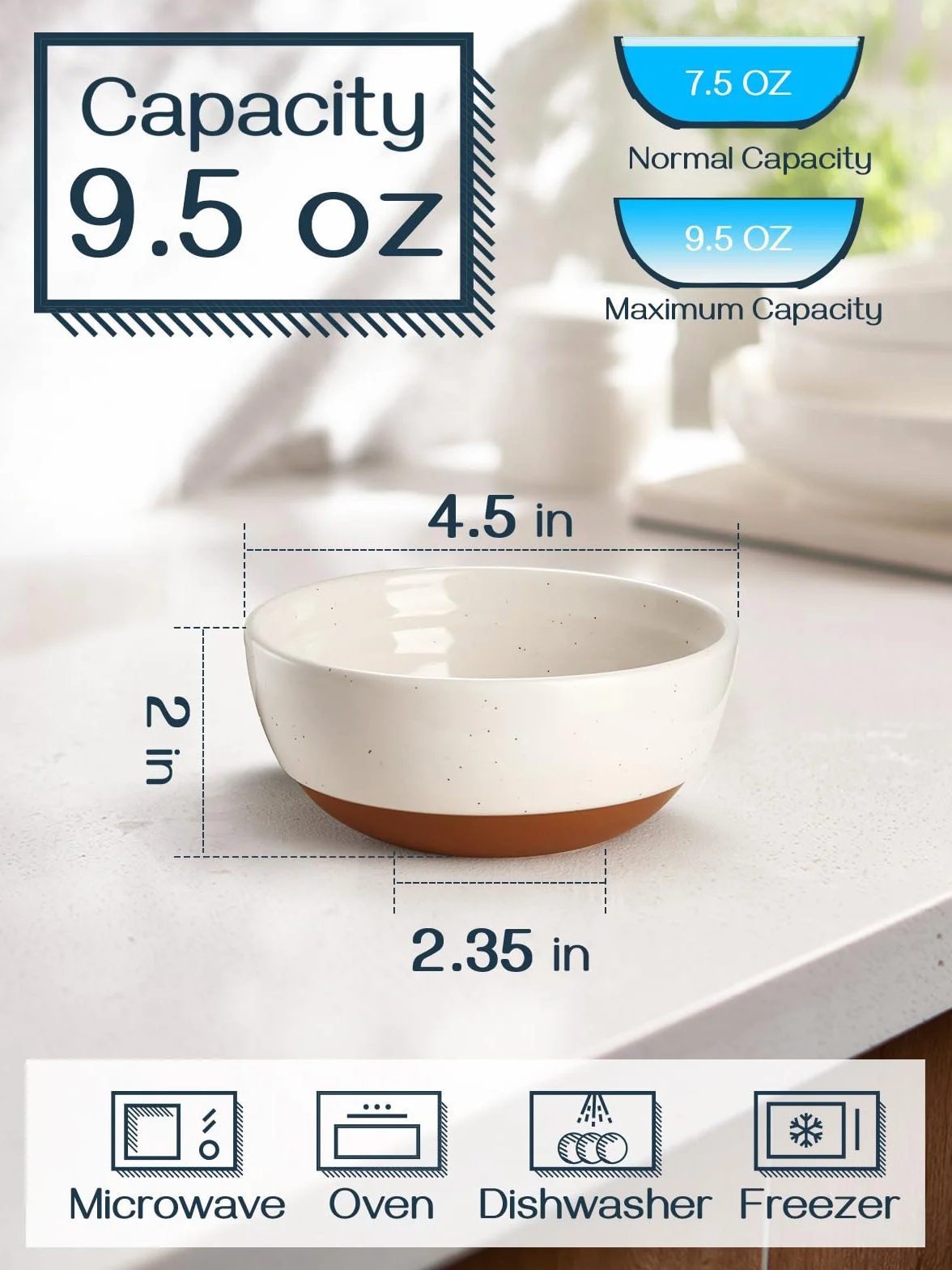 DOWAN Zestaw misek 6 – 270 ml / 11,4 cm, małe ceramiczne miski do serwowania płatków śniadaniowych, ryżu, deserów, tapas, przystawek, nadają się do mycia w zmywarce i kuchenki mikrofalowej, białe