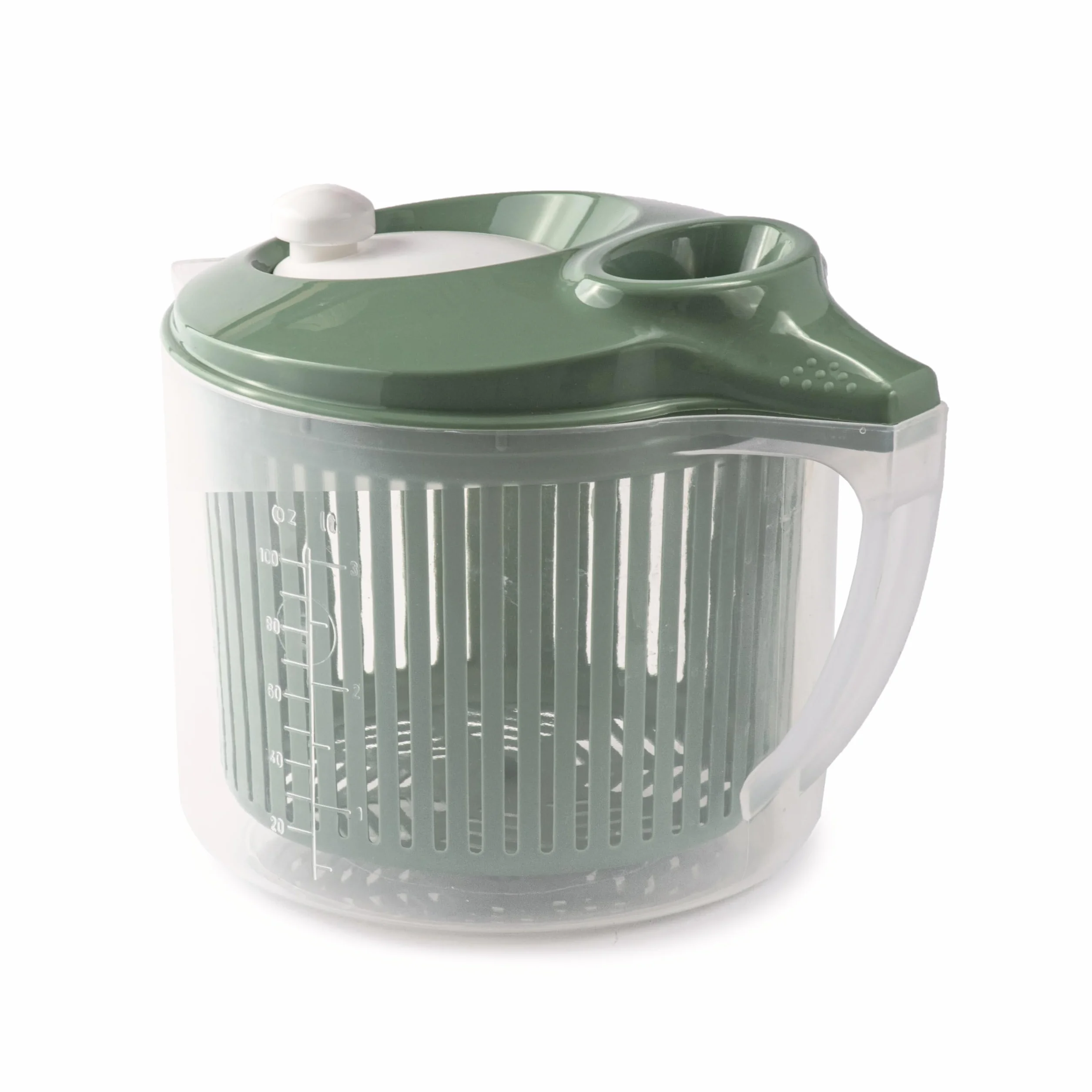 Snips, Suszarka do sałaty, wirówka do sałaty z pokrywką, 3 l, wirówka do sałaty z wyjmowanym koszem wewnętrznym, 19,5 x 26,5 x 19 cm, myjka do sałaty z uchwytem bocznym, zielona i biała, wyprodukowano