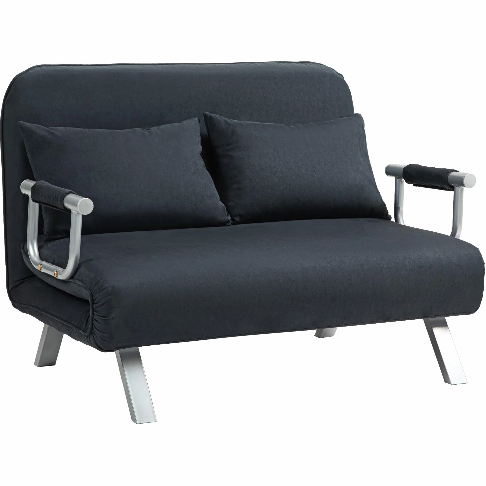 HOMCOM Sofa do spania 3 w 1, 185 x 105 cm, sofa do spania z 5-stopniową regulacją oparcia, poduszka do rzucania, 2-osobowa sofa z funkcją spania, aksamitny wygląd, szezlong do salonu, sypialni, kolor