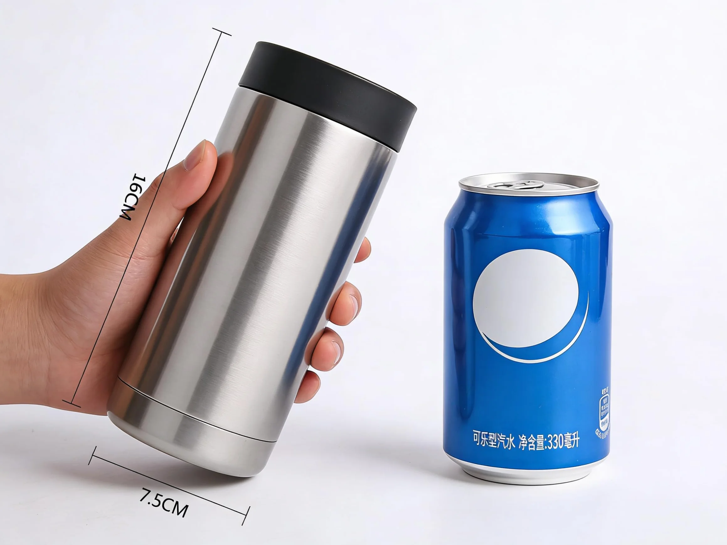 Izolator do puszek, podwójna ścianka izolowana ze stali nierdzewnej chłodziarka do puszek, uchwyt na butelkę piwa 473 g 480 g (480 g-500 ml)