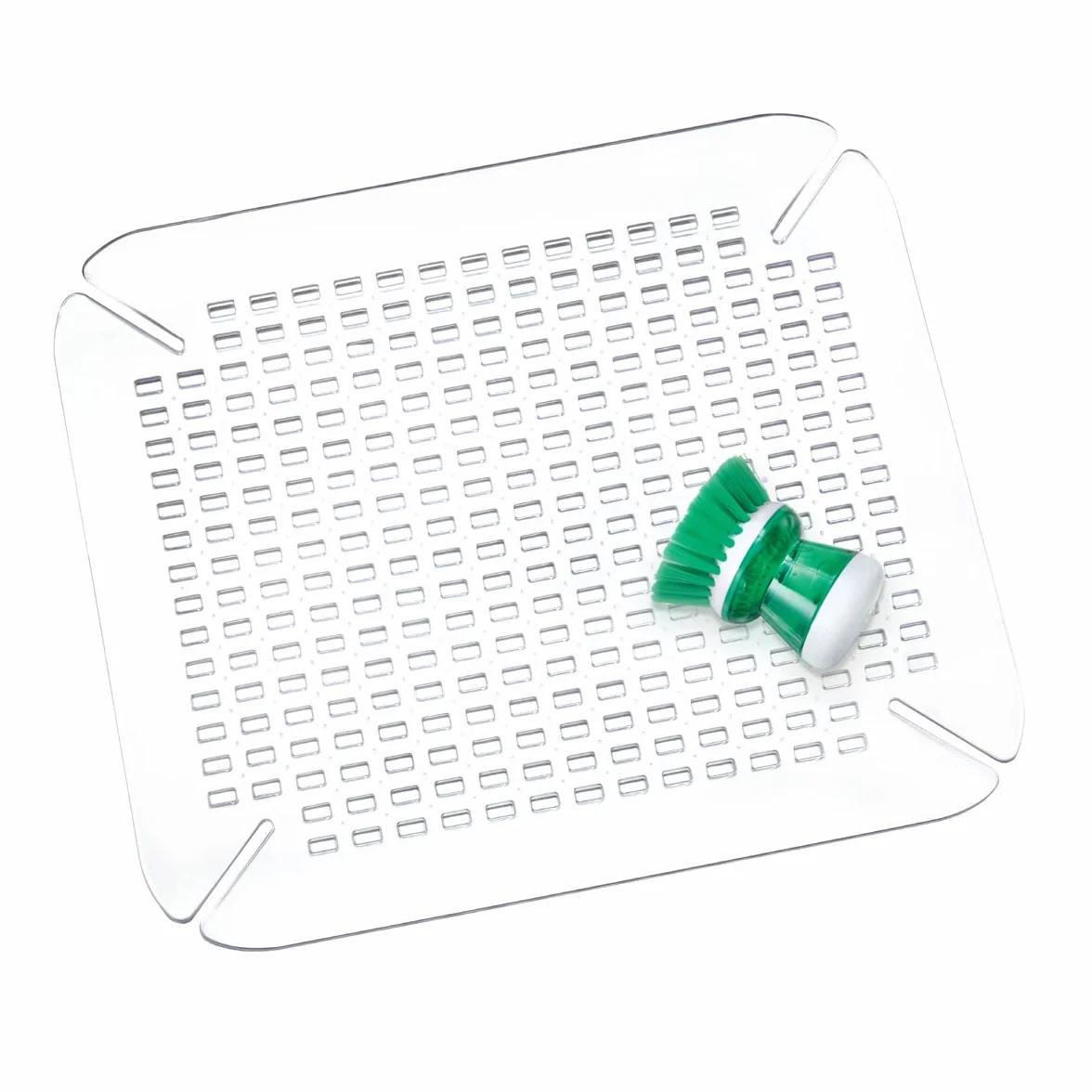 IDesign mata dolna zlewozmywkowa, duża plastikowa mata do mycia naczyń PVC do zlewu lub zlewu, mata zlewozmywkowa o strukturze siatkowej sprzyjającej przepływowi, przezroczysty