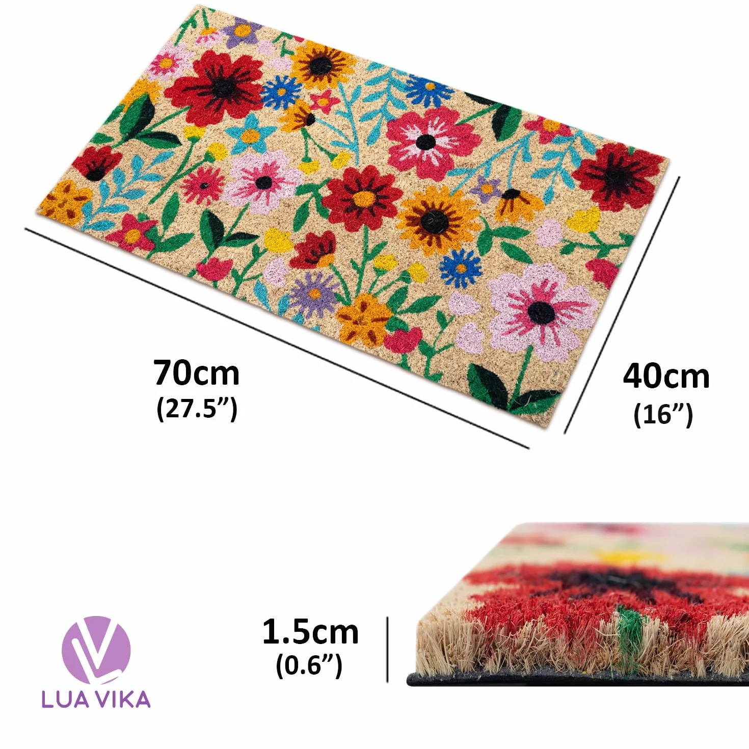 Wycieraczka wejściowa do domu Oryginał - Botaniczny - 40 x 70 cm - Dywan wejściowy do domu na zewnątrz i wewnątrz - Wycieraczka kokosowa - wytrzymała i antypoślizgowa
