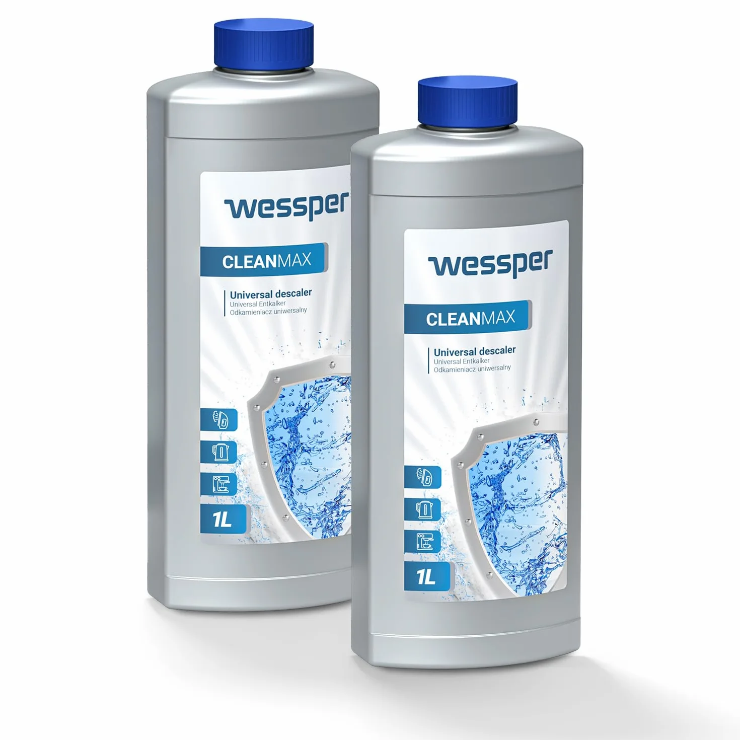 Wessper 2 Sztuki Odkamieniacz do Ekspresu do Kawy 1000 ml | Kompatybilny z Delonghi, Senseo, Saeco, Nespresso, Jura, Siemens, Miele