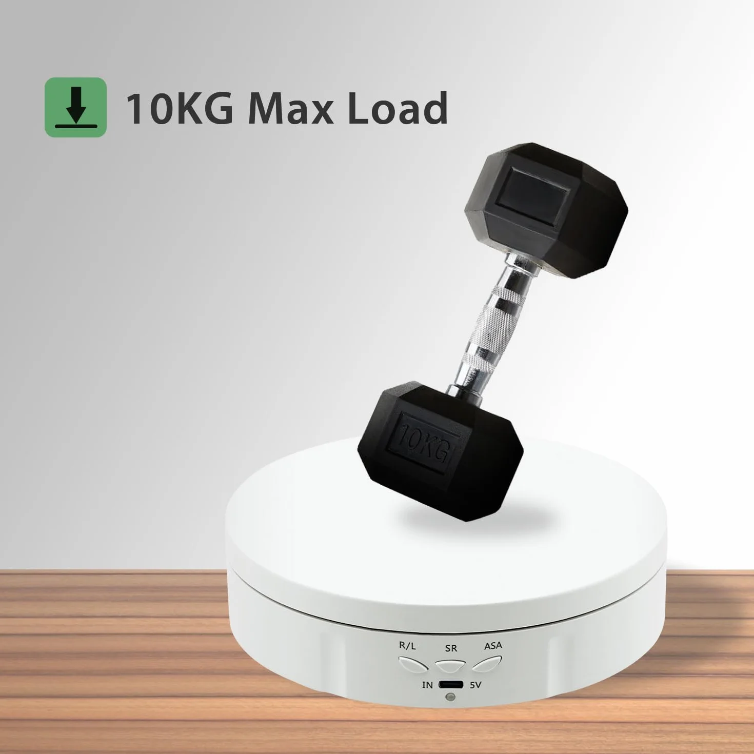Mcbazel Elektryczny talerz obrotowy o 360 stopni, do fotografii, obrotowy, 3 kg, do prezentacji biżuterii, zegarków, produktów cyfrowych – 14,5 cm (biały)