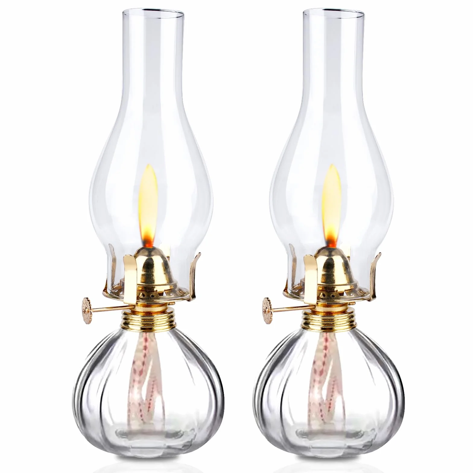 Szklana lampa naftowa do wnętrz, 2 sztuki lamp olejowych ze szkła, lampa naftowa w stylu vintage, klasyczne lampy naftowe z regulowanym płomieniem, lampa naftowa w stylu retro, lampa olejowa do