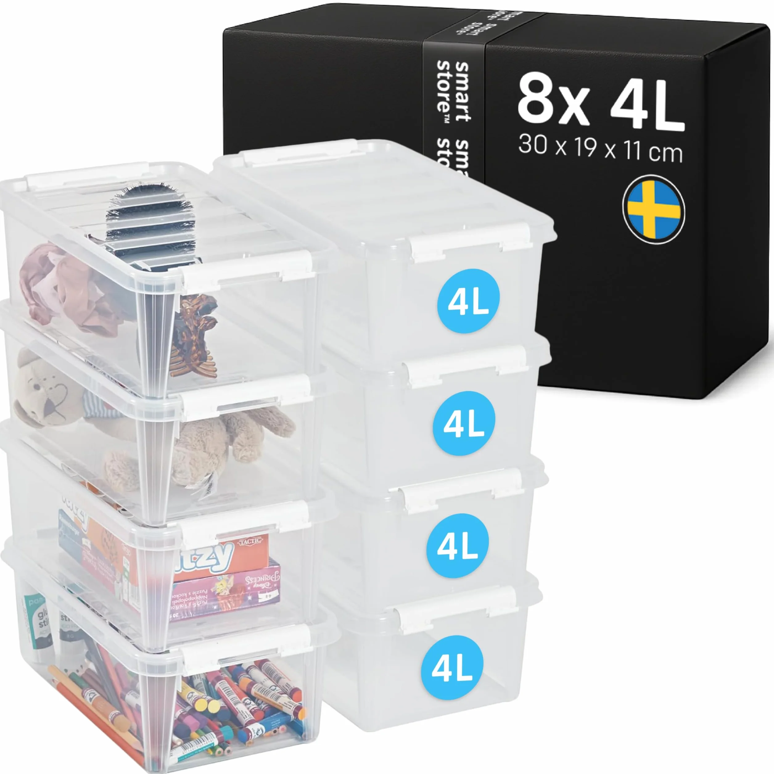 SmartStore Classic 4 L Pudełka do Przechowywania 8-Kawałki, Przezroczysty