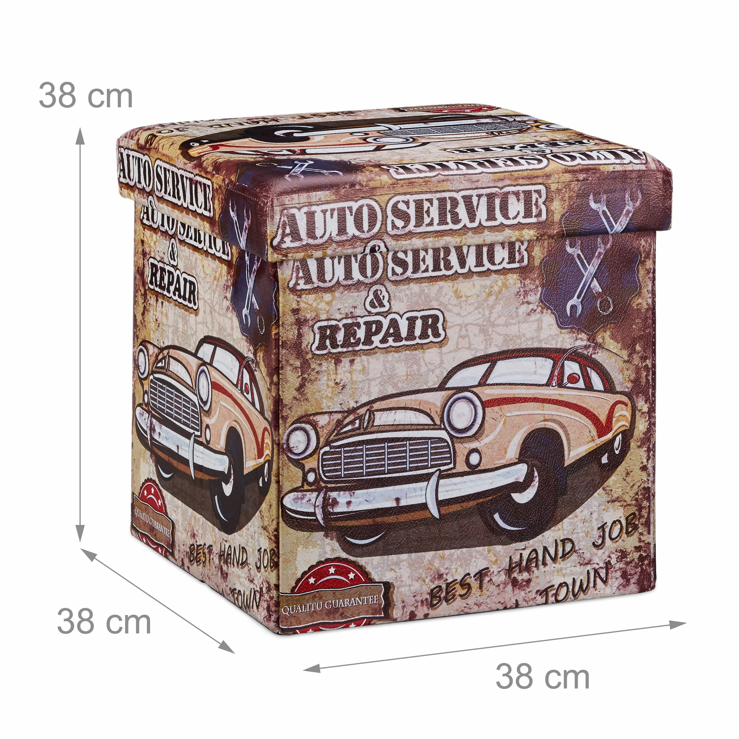 Relaxdays Skrzynka na siedzenie samochodowe składana sztuczna skóra 38 cm