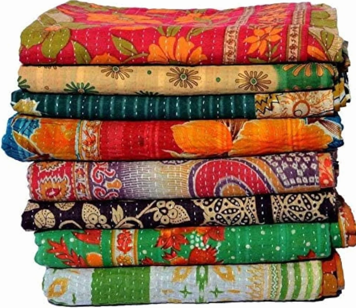 Estationeryhouse Indyjska kołdra vintage Kantha ręcznie robiona narzuta dwustronny koc narzuta na łóżko tkanina bawełniana boho kołdra (1)