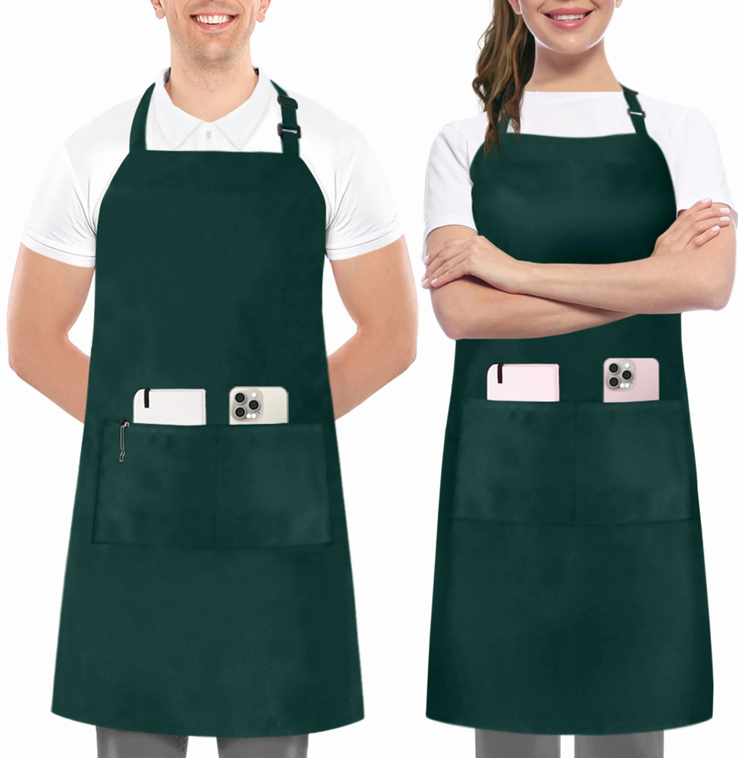 Utopia Kitchen 2 Pack Regulowany fartuch z 2 kieszeniami Fartuchy kuchenne dla kobiet i mężczyzn Szef kuchni