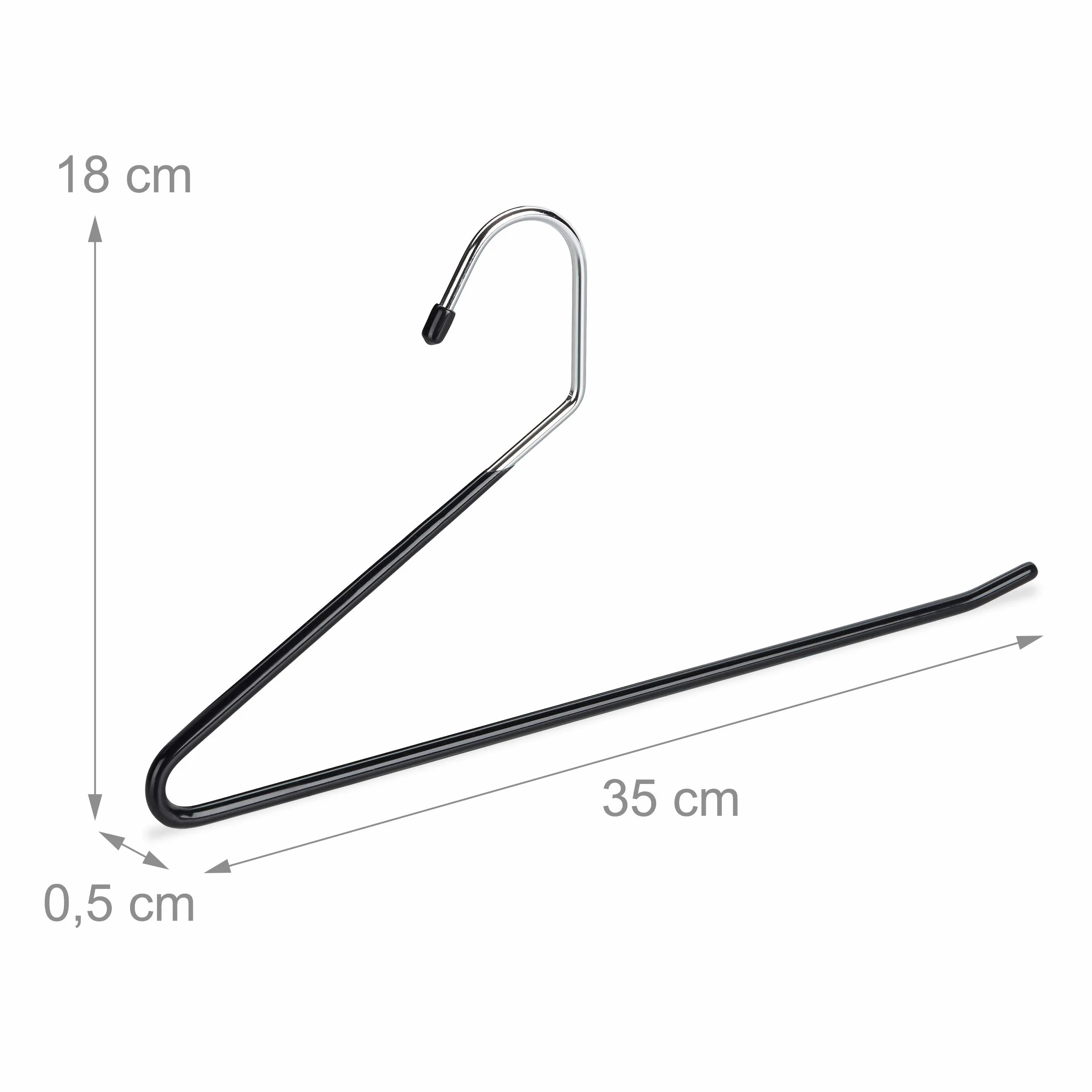 Relaxdays Wieszaki na spodnie 20 sztuk, antypoślizgowe, gumowane, metalowe, 18 cm, czarne