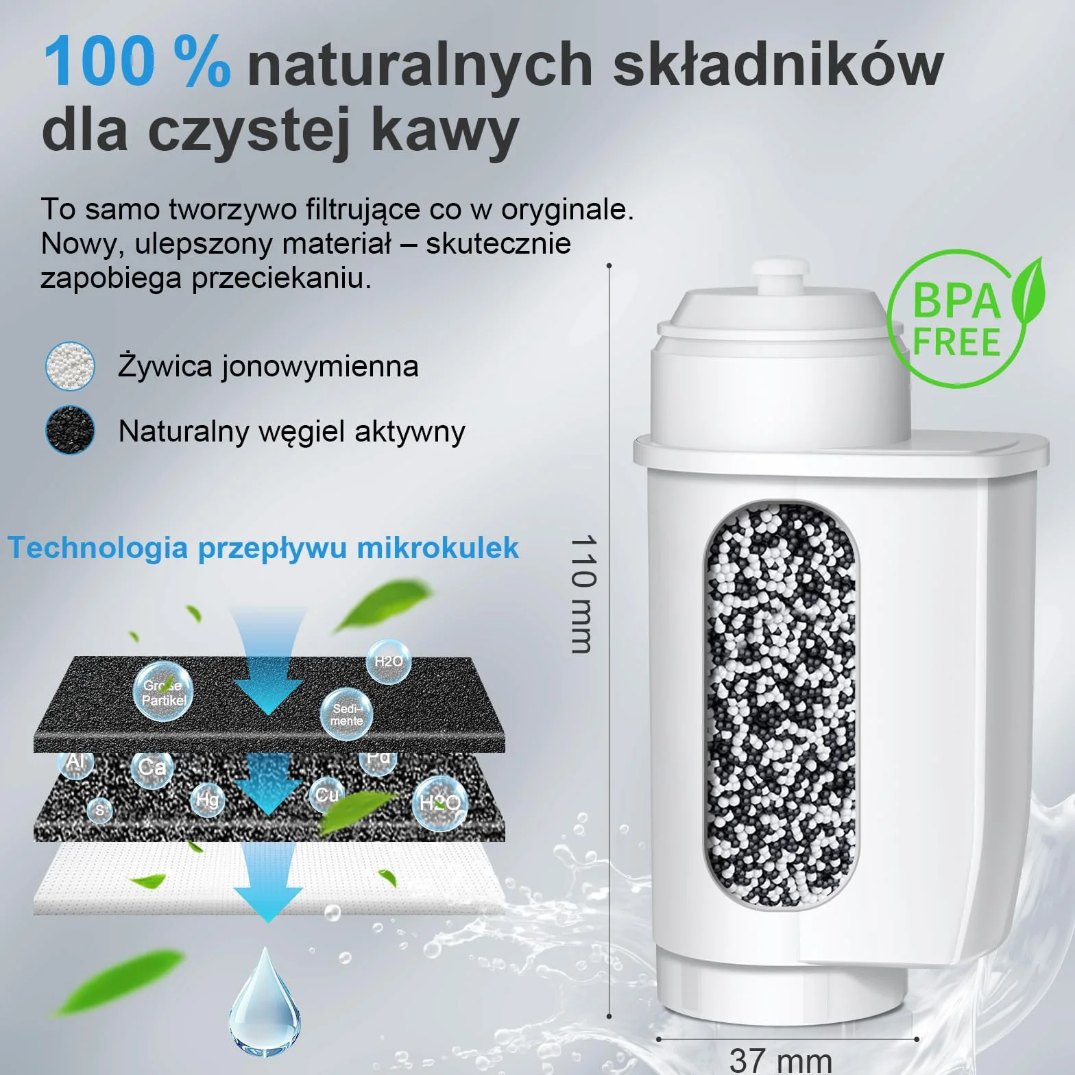 Mutital filtrów do wody Siemens® EQ Series, EQ3/EQ6/EQ9, EQ500, S700, 3200 filtr do wody w pełni automatyczny ekspres do kawy Bosch® TCZ7003, TCZ7033, do Brita® Intenza 57549 (3 Stück)