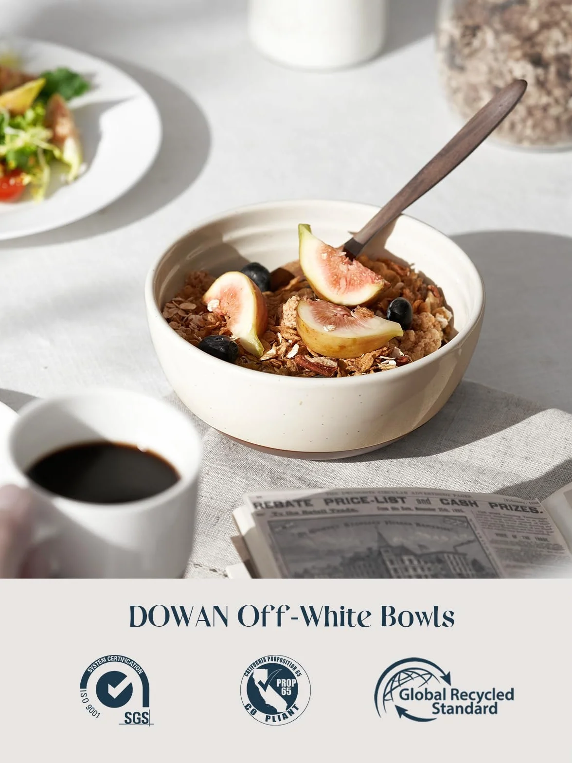 DOWAN Zestaw misek 6 – 270 ml / 11,4 cm, małe ceramiczne miski do serwowania płatków śniadaniowych, ryżu, deserów, tapas, przystawek, nadają się do mycia w zmywarce i kuchenki mikrofalowej, białe