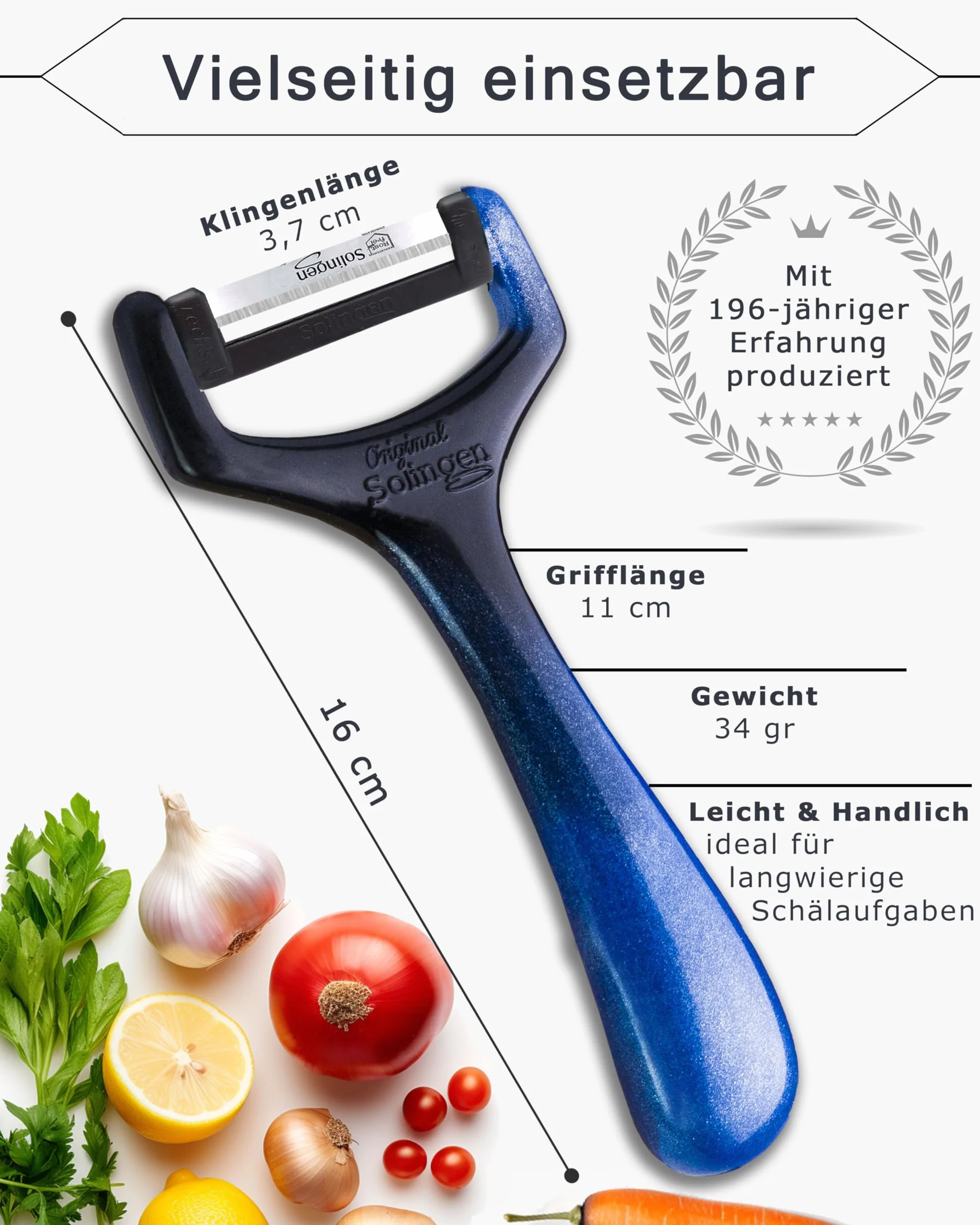 Edelbach Solingen zestaw 2 x obieraczka do warzyw i szparagów, niemiecka obieraczka, nóż kuchenny