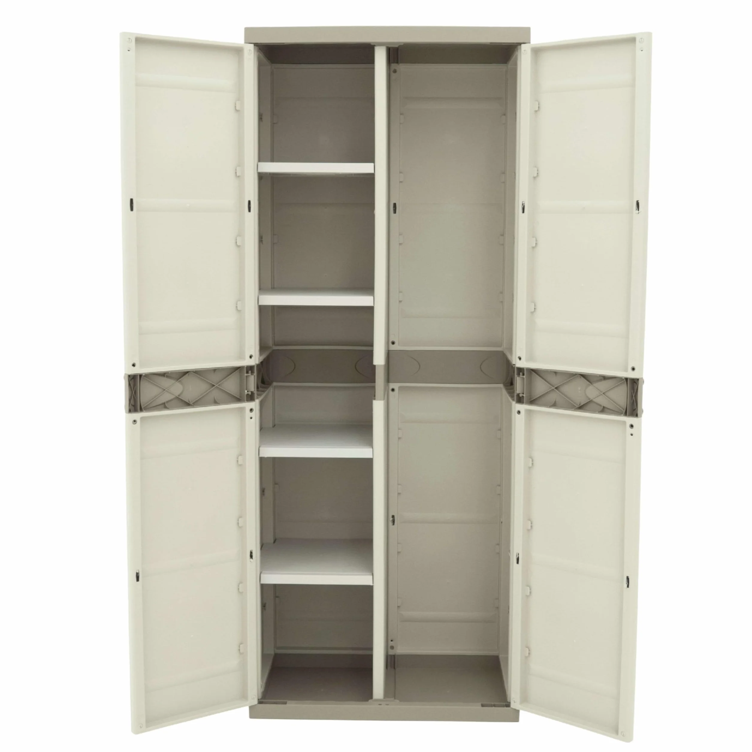 PLASTIKEN Armoire haute de rangement 2 portes avec étageres et penderie 70cm Hauteur 176cm - Gamme TITANIUM