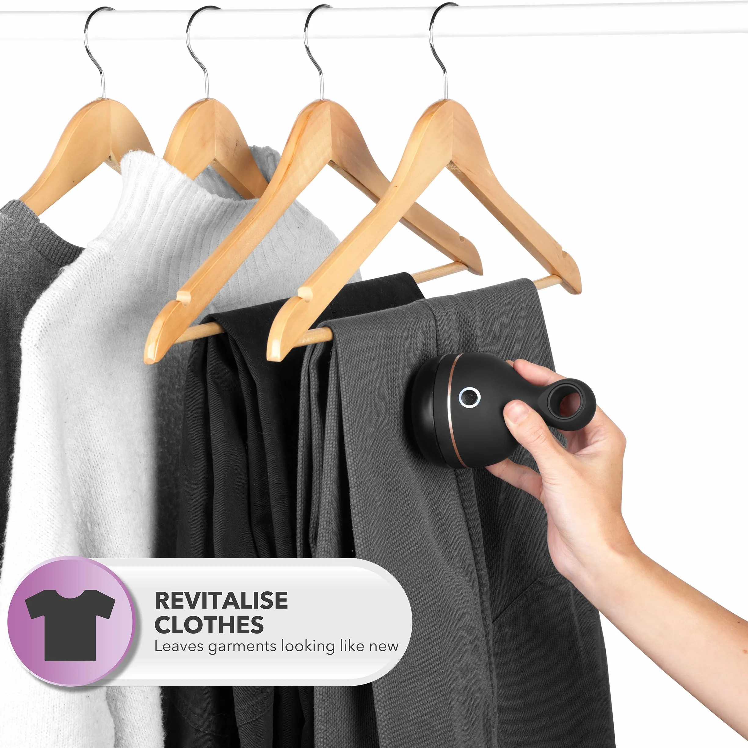 Beldray BEL01034 Cordless Electric Lint Bobble Remover, Rechargeable & Reusable, 45 Minutes Operating Time, Multi Use, XL Head, Suitable Pilling On All Fabrics, Clothing & Upholstery, Rose Gold/Black