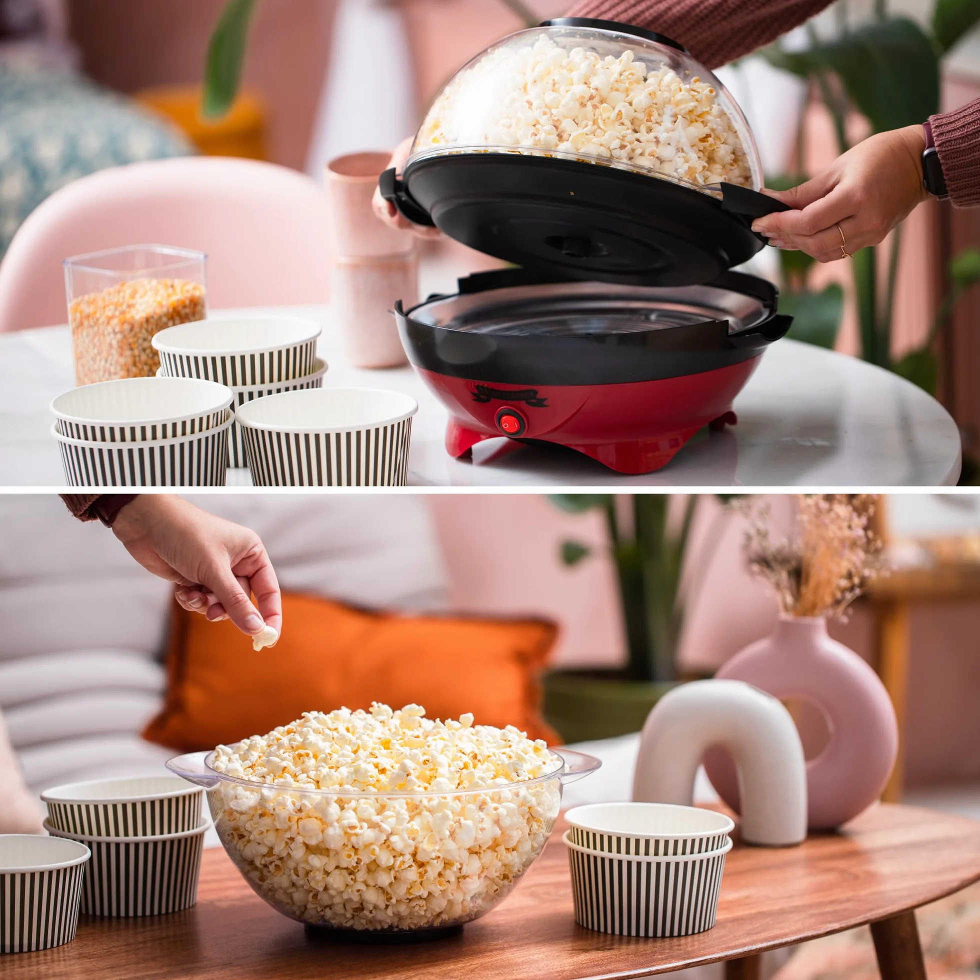 Gadgy ® Maszyna do popcornu l 800W Maszyna do popcornu z nieprzywierającą powłoką i wyjmowaną powierzchnią grzewczą l Spokojnie i szybko l Zawartość 5 litrów