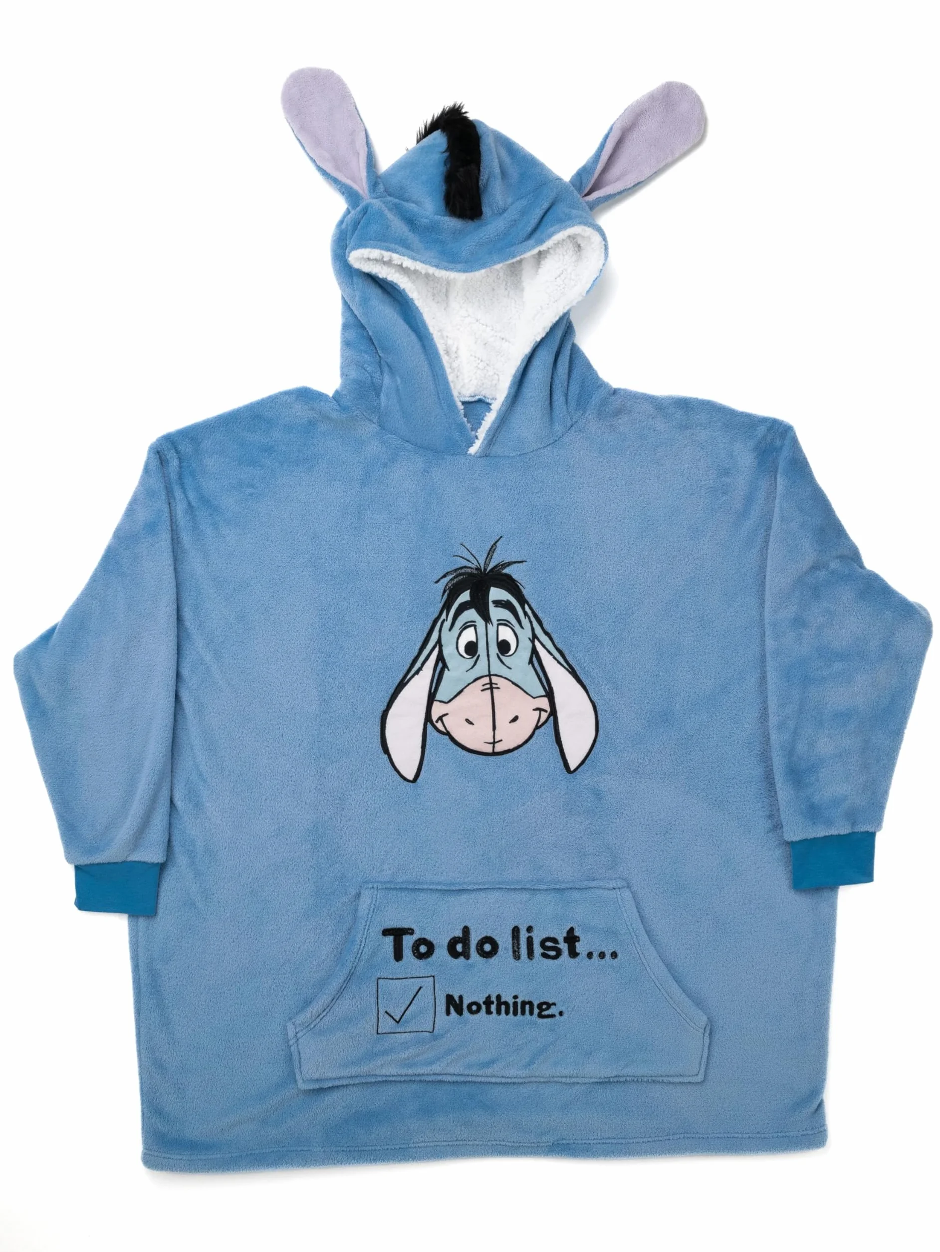 United Labels Disney I-Aah Osioł koc z kapturem oversize z rękawami i kapturem dla kobiet, niebieski, przytulny koc z kapturem rozmiar uniwersalny, pluszowy koc z kapturem