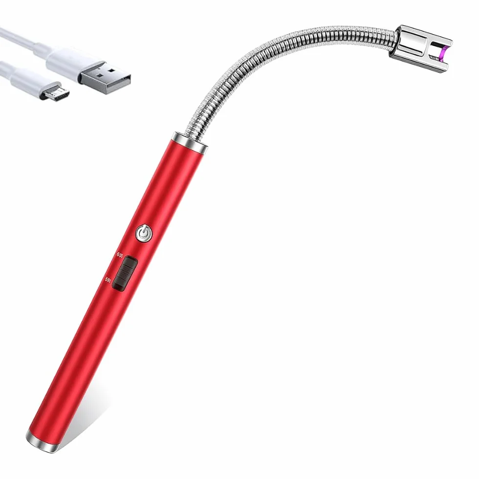 Elektryczna zapalniczka USB do ponownego ładowania z elastyczną długą szyjką 360° | Przenośna wiatroodporna bezpłomieniowa zapalniczka