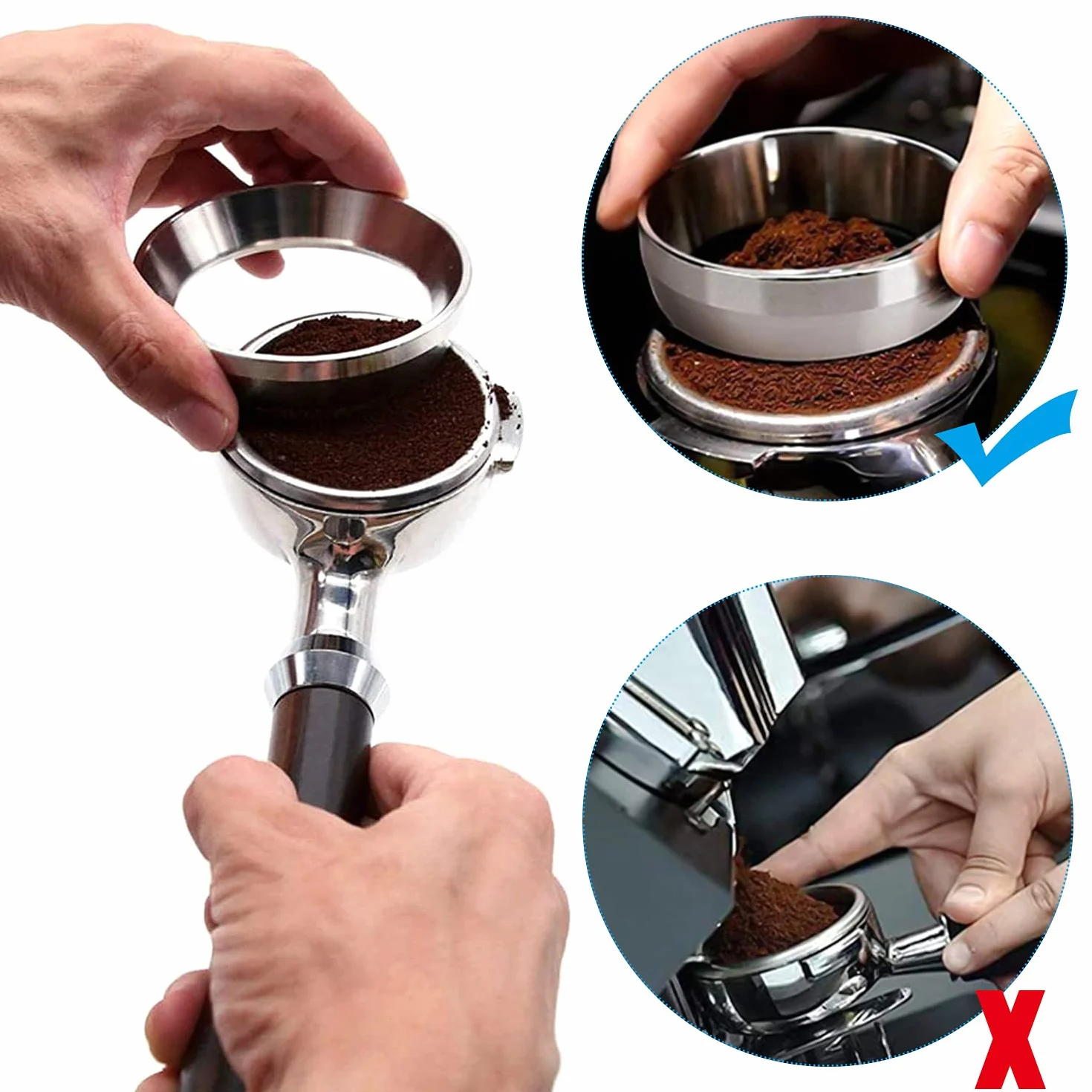 GIAK 54 mm uniwersalny aluminiowy lejek dozujący pierścień dozujący do ekspresu do kawy pierścień dozujący Portafilter akcesoria zamienne