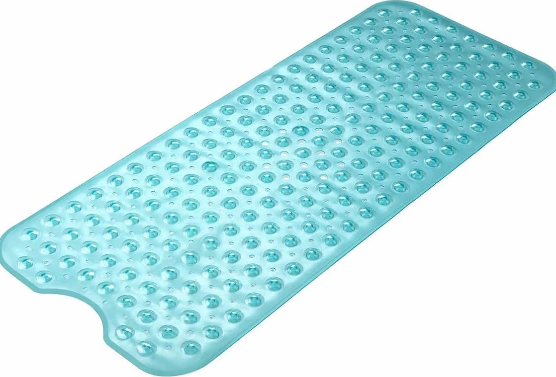 Wimaha Antypoślizgowe maty do wanny, bardzo długie, można prać w pralce, mata prysznicowa do łazienki, odporna na pleśń, antybakteryjna, 39 x 16 W, turkusowa mata łazienkowa