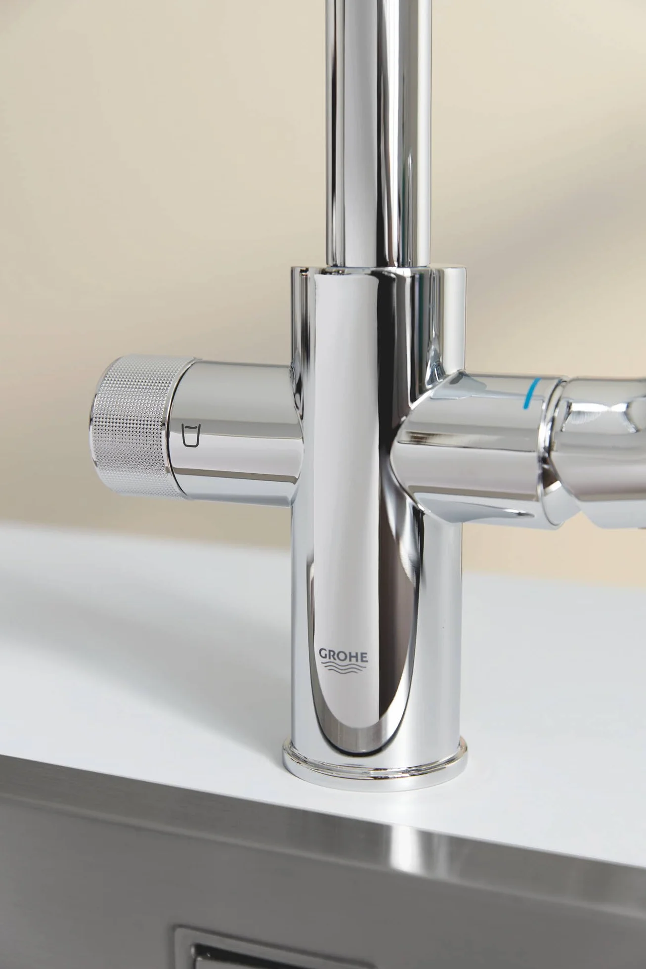 Grohe Blue Pure Minta, bateria do zlewu kuchennego, wyciągana, z 5-stopniowym filtrem, rozmiar S i liczniki, chrom