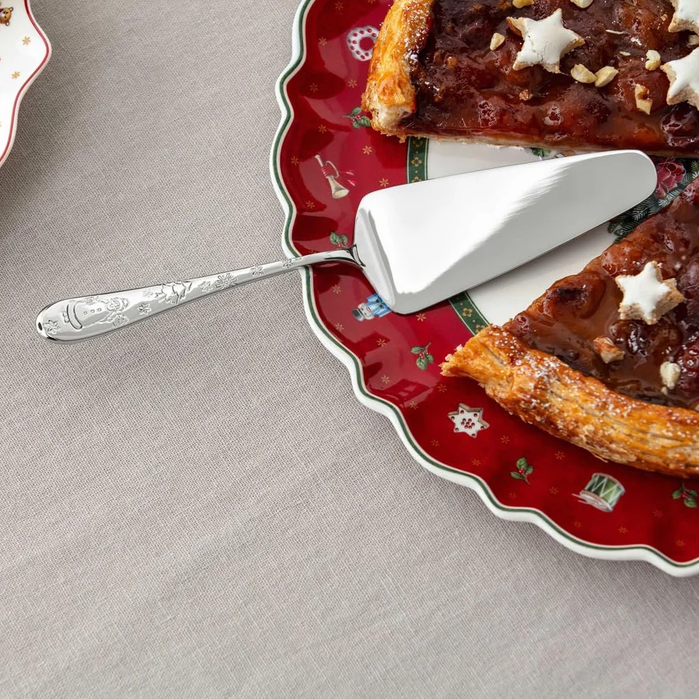 Villeroy & Boch - Toy's Delight łopatka do ciasta srebrna, można myć w zmywarce, platynowe sztućce świąteczne, sztućce do ciasta, motyw świąteczny, stal nierdzewna