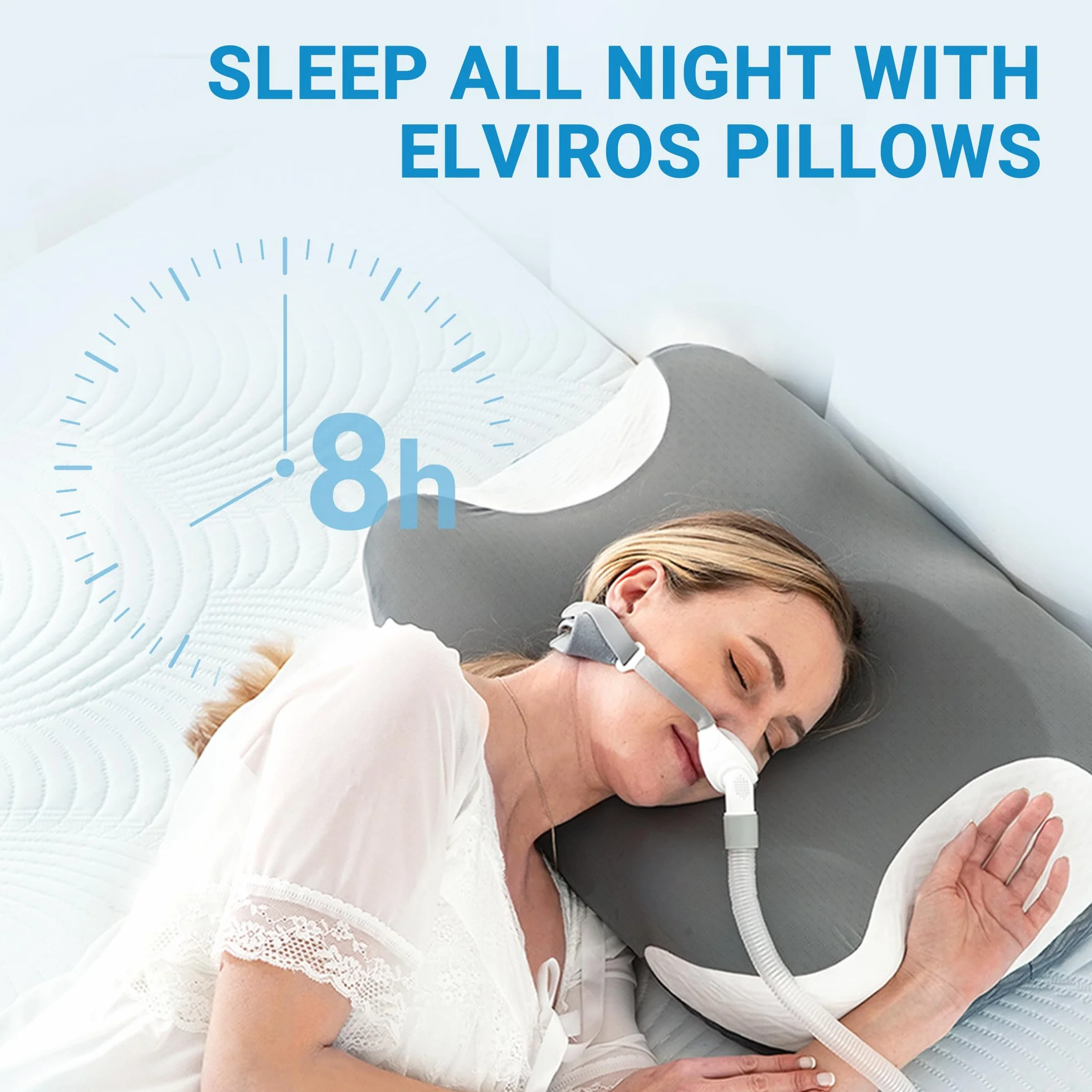 Elviros Poduszka CPAP Memory Foam, ergonomiczna, regulowana wysokość i twardość, dla użytkowników CPAP, kompatybilna z różnymi maskami, dla osób śpiących na boku, plecach i brzuchu