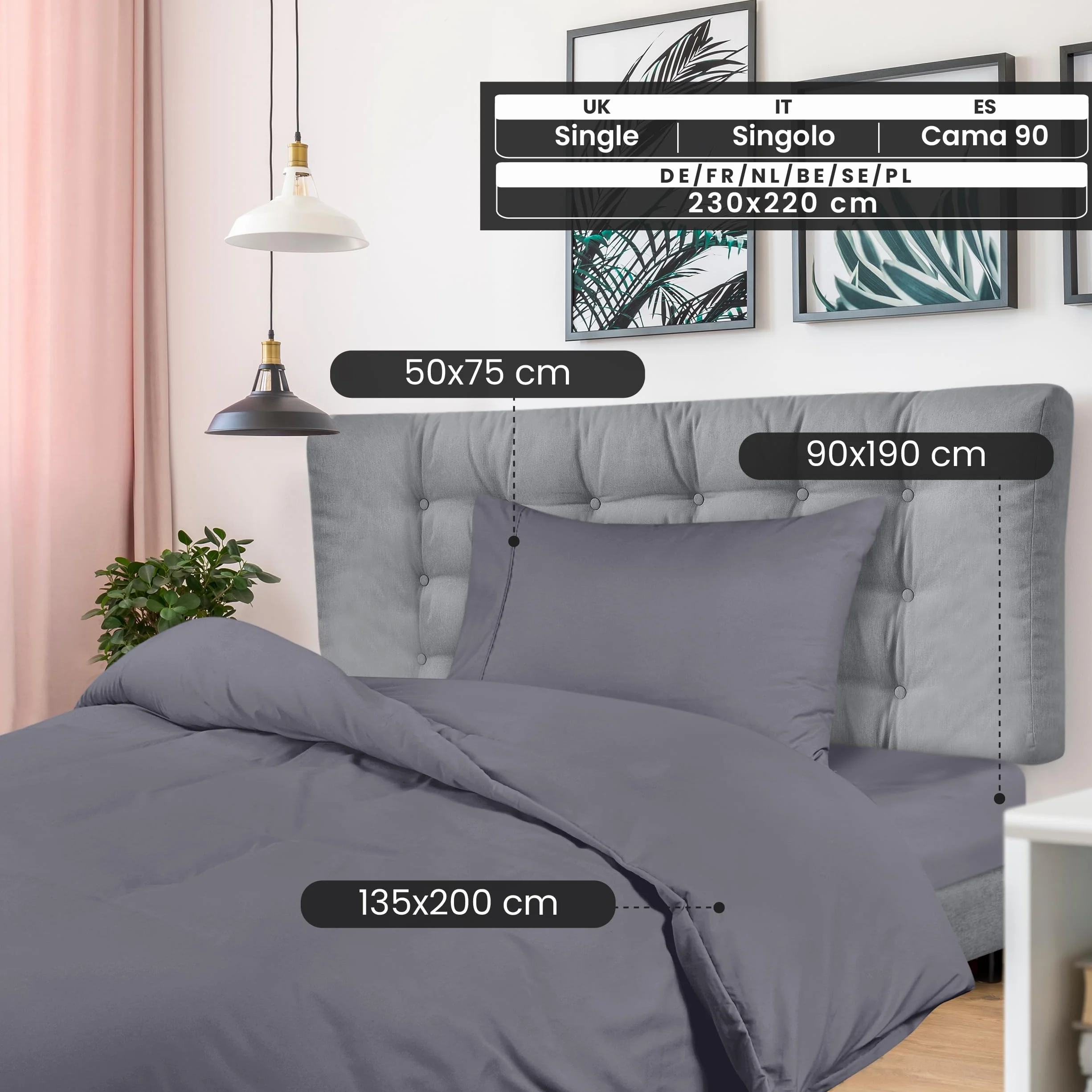 Utopia Bedding 3-Częściowy Zestaw Pościeli - Poszwa Na Kołdrę 135x200 cm, Prześcieradło 90x190 cm Z Poszewką Na Poduszkę 50x75 cm - Miękki, Szczotkowany Poliester Z Mikrofibry (Szary)