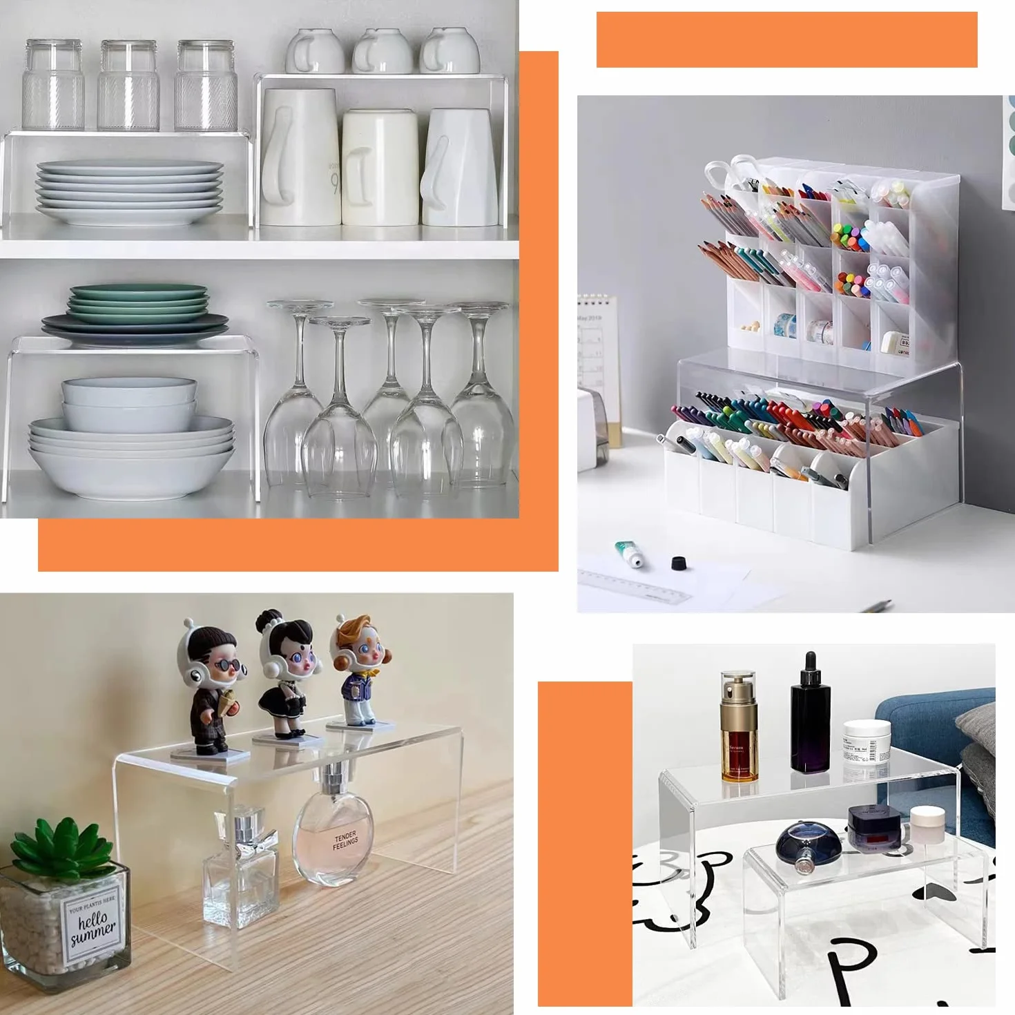 Zestaw 8 akrylowych stojaków z pionami, przezroczystymi organizerami na perfumy, na babeczki, przyprawy, na przyprawy, do przechowywania figurek, babeczek, przedmiotów kolekcjonerskich