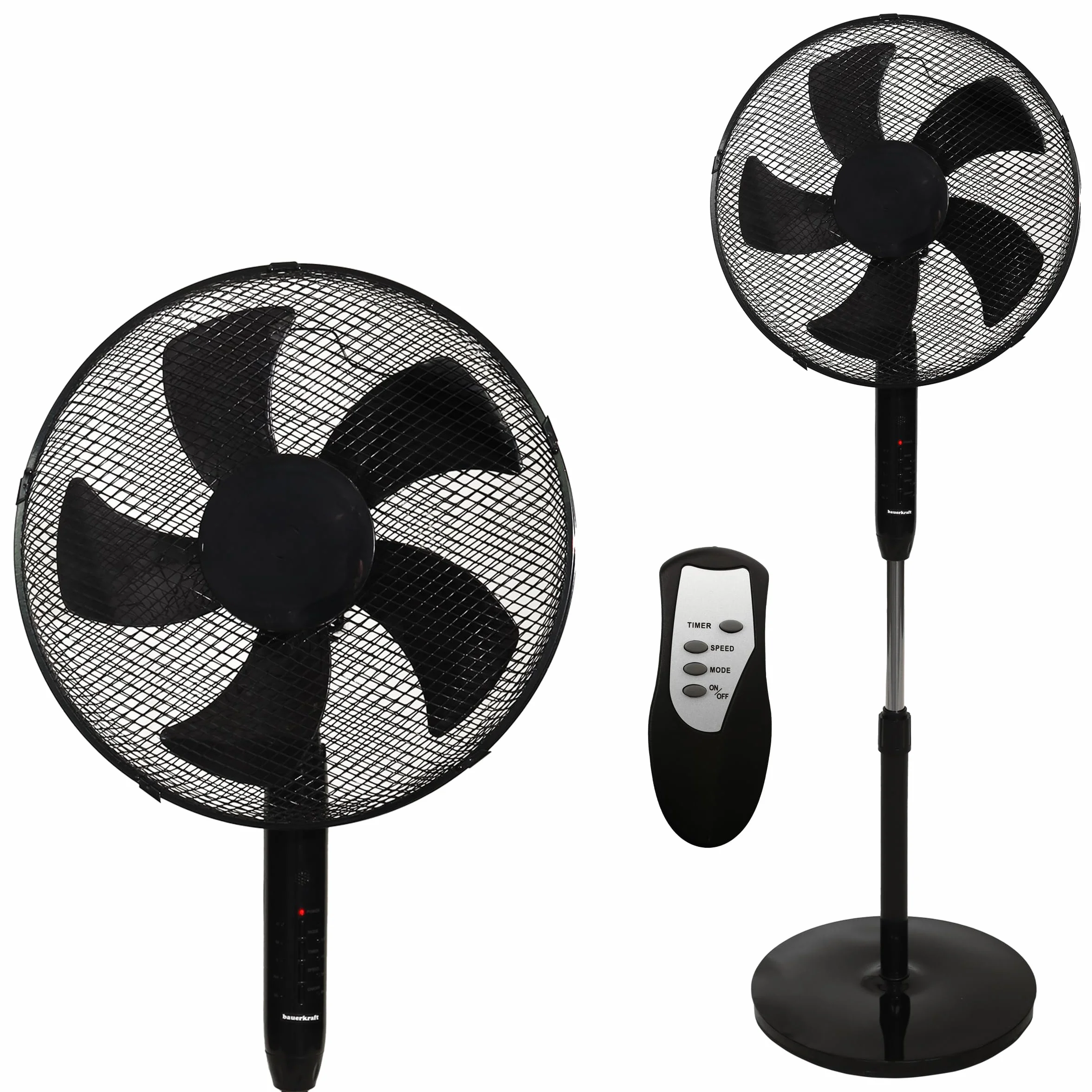 Wentylator podłogowy stojący Bauerkraft 45W czarny 5 łopatek pilot timer 3 tryby