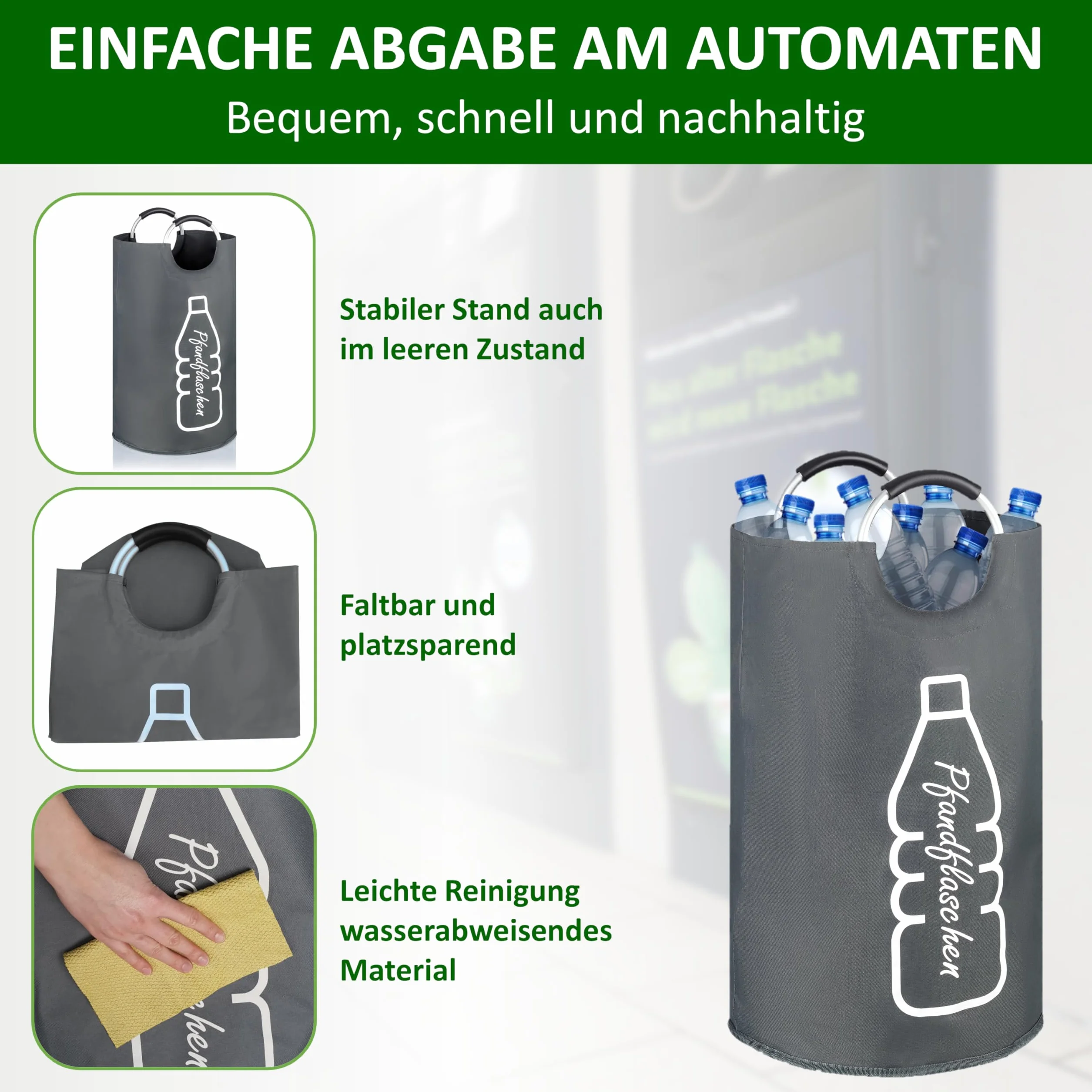 COTTARA Original Flaschensammler 69l aus recycelten PET-Flaschen grau