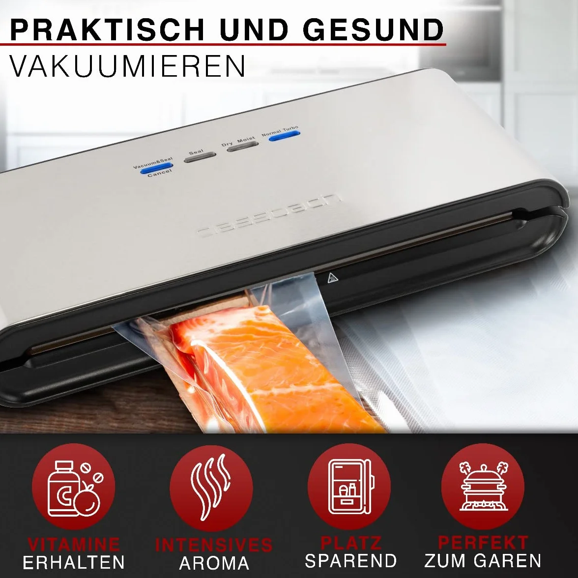 C-VK 4000 Vacuum Sealer Stainless Steel Food Storage Bags Included