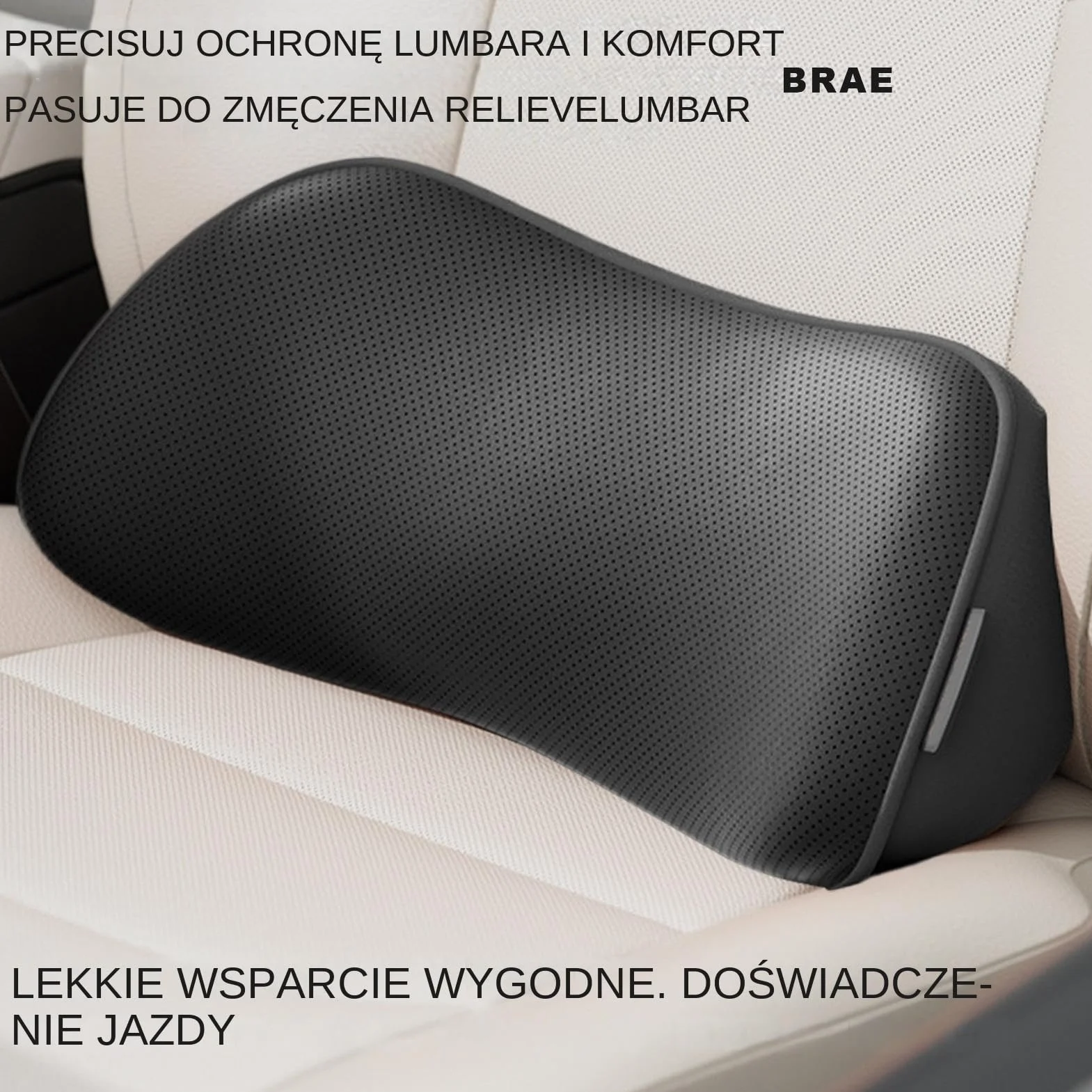 Memory Foam Lumbar Pillow Car Back Support with Adjustable Strap Non-Slip Cushion