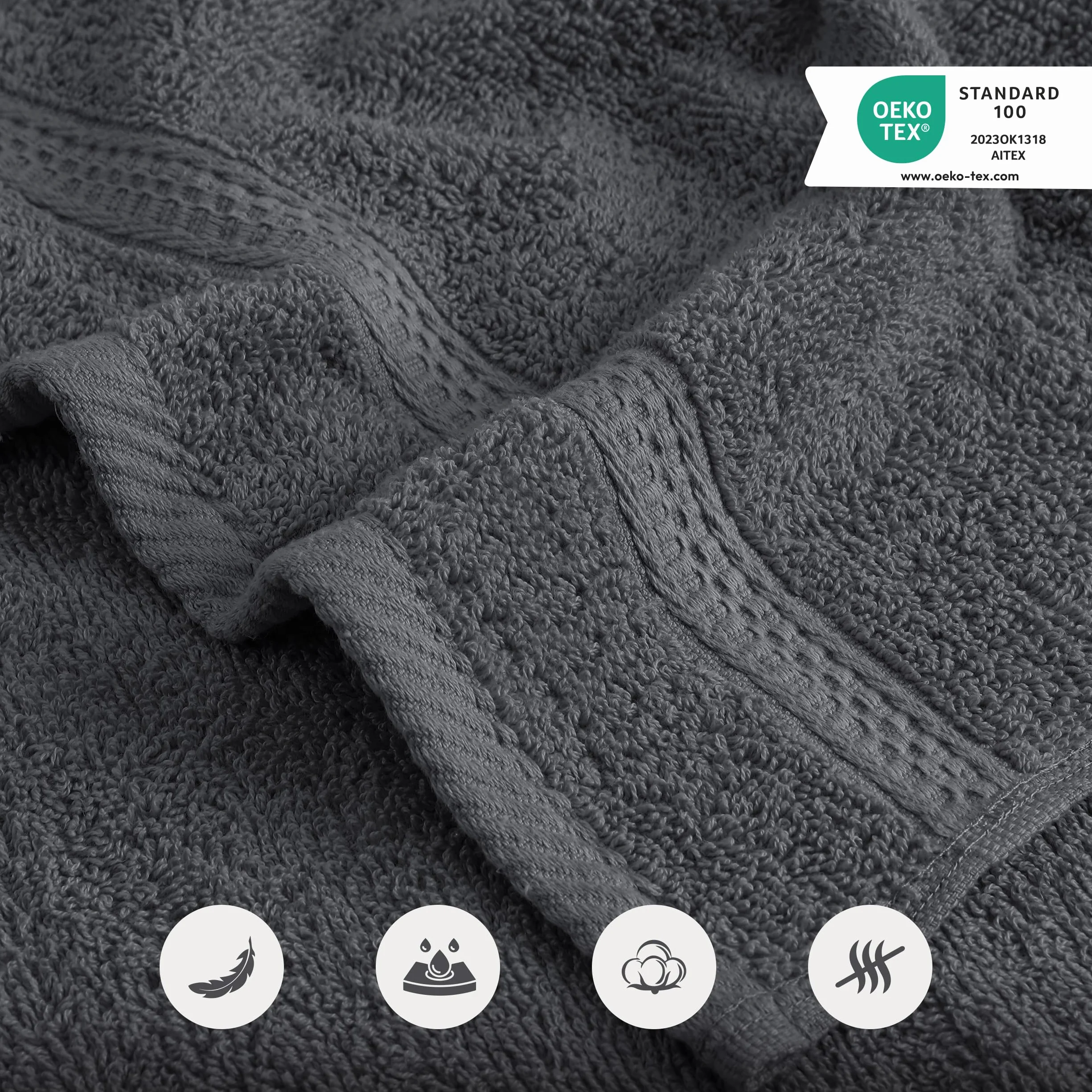 Utopia Towels - Zestaw 10 ręczników dla gości 30x50 cm z pętelką do zawieszania, małe ręczniki 100% bawełny, miękkie i chłonne (szary)