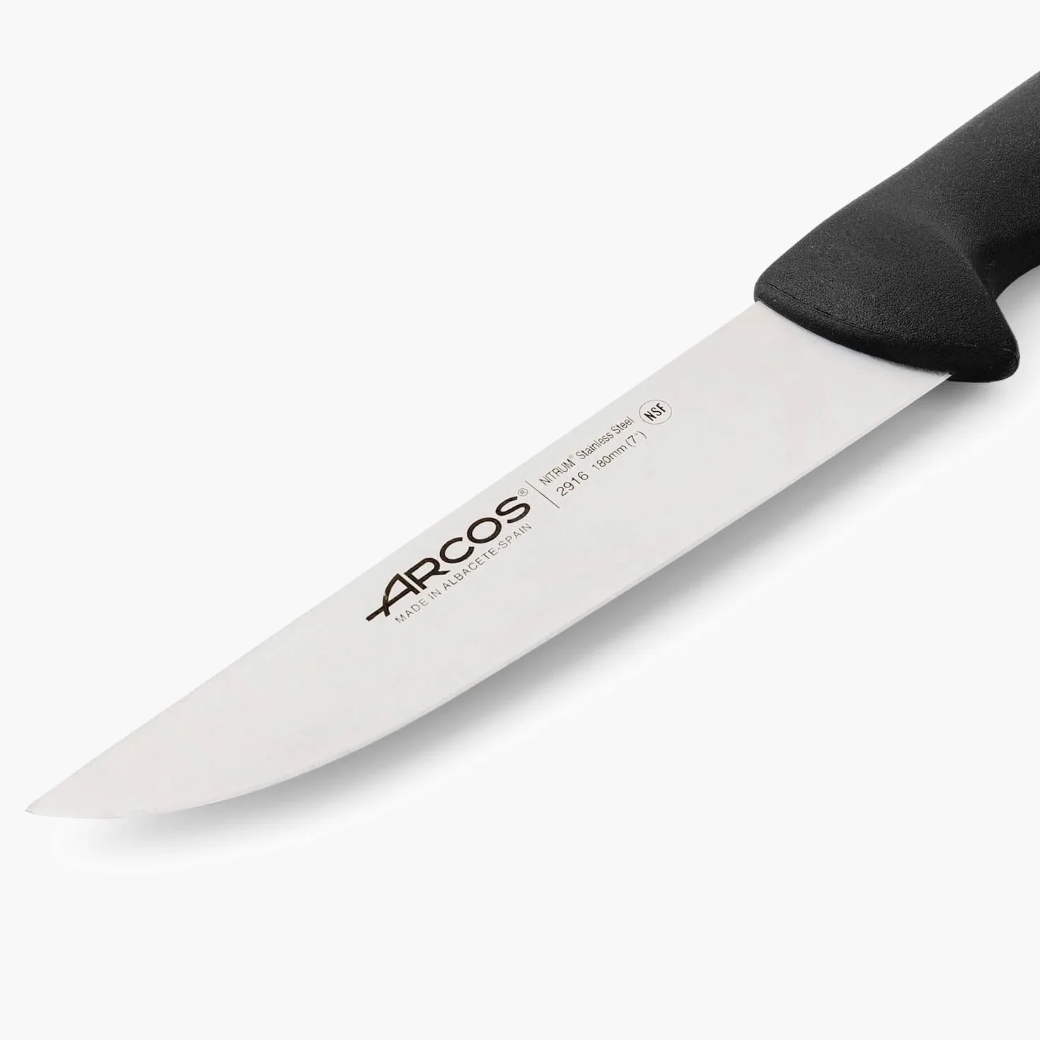 Arcos seria 291625 2900-rzeźnik stek nóż - ostrze nitrm 180 mm (7,09 cala) - uchwyt polipropylenowy czarny kolor, 18/8 stal nierdzewna