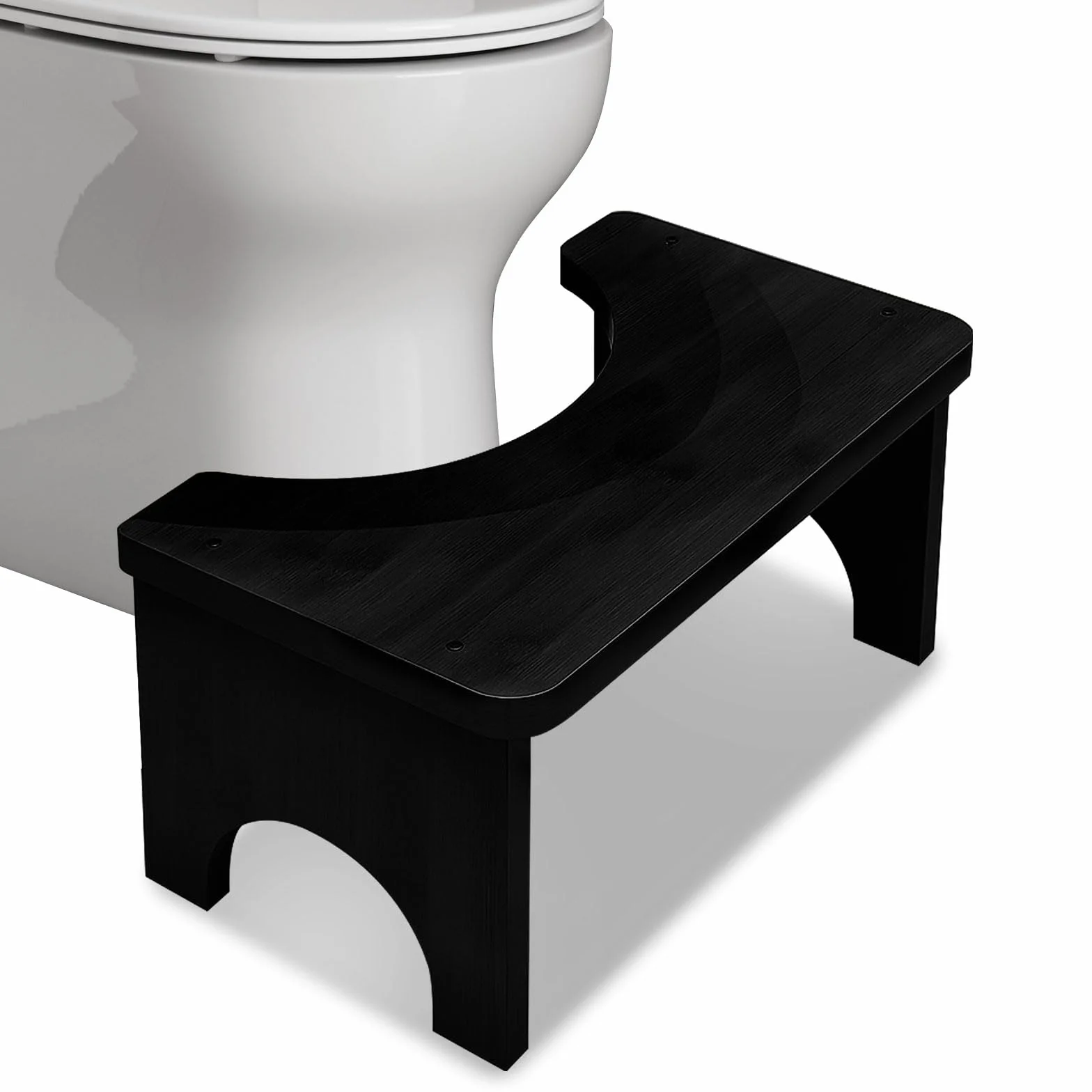 Taboret toaletowy z bambusa, 37 x 20 x 17 cm, antypoślizgowy i ergonomiczny taboret do WC, wspomagający trawienie, nie zajmuje dużo miejsca, taboret toaletowy do toalety i łazienki (czarny)