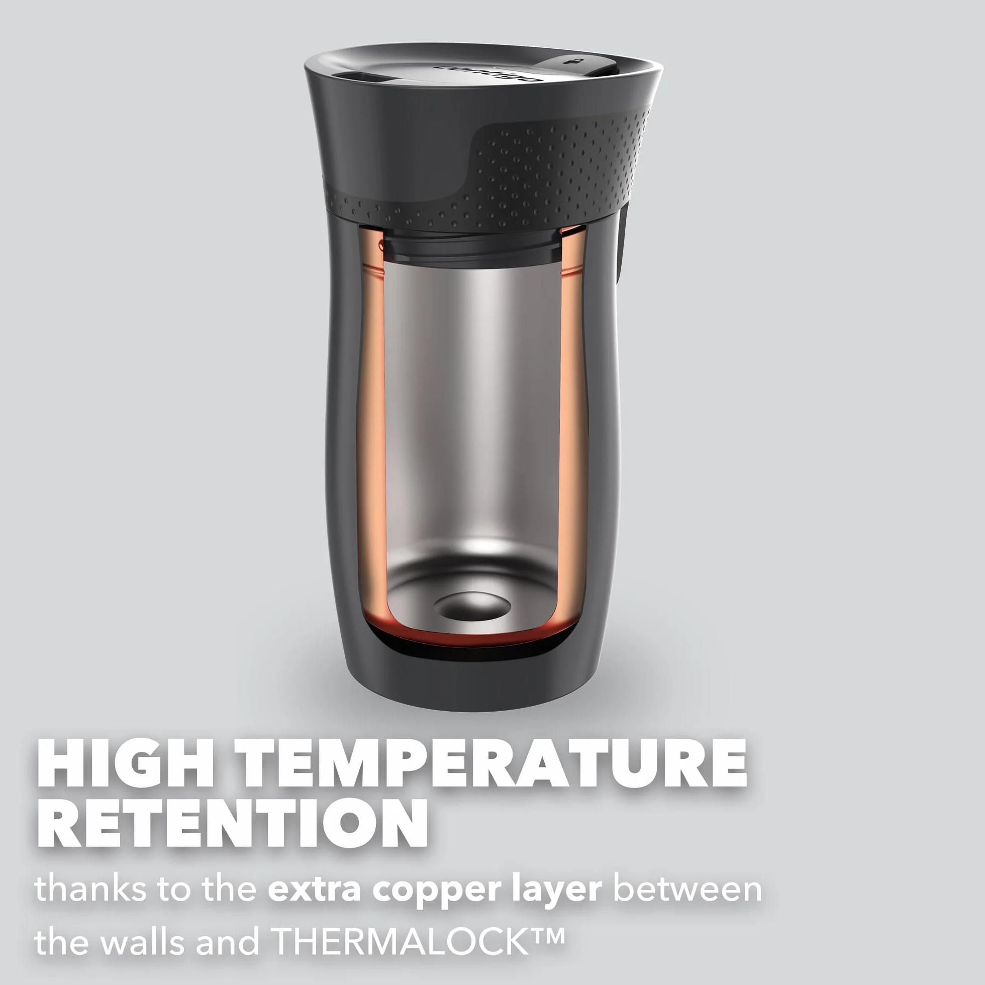 Contigo West Loop Mini Autoseal Kubek podróżny, ze stali nierdzewnej, termos próżniowy, szczelny kubek, kubek na kawę na wynos, z łatwą do czyszczenia, bez BPA, lukrecja, 300 ml