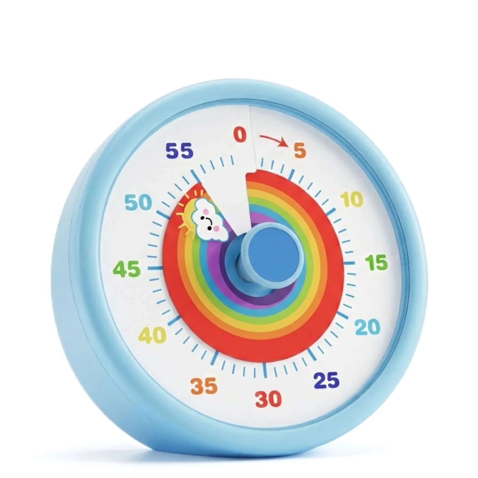 Wizualny Timer dla Dzieci 60 Minut - Cichy Minutnik z Tęczą - Zarządzanie Czasem dla ADHD, Nauki i Szkoły (Niebieski)