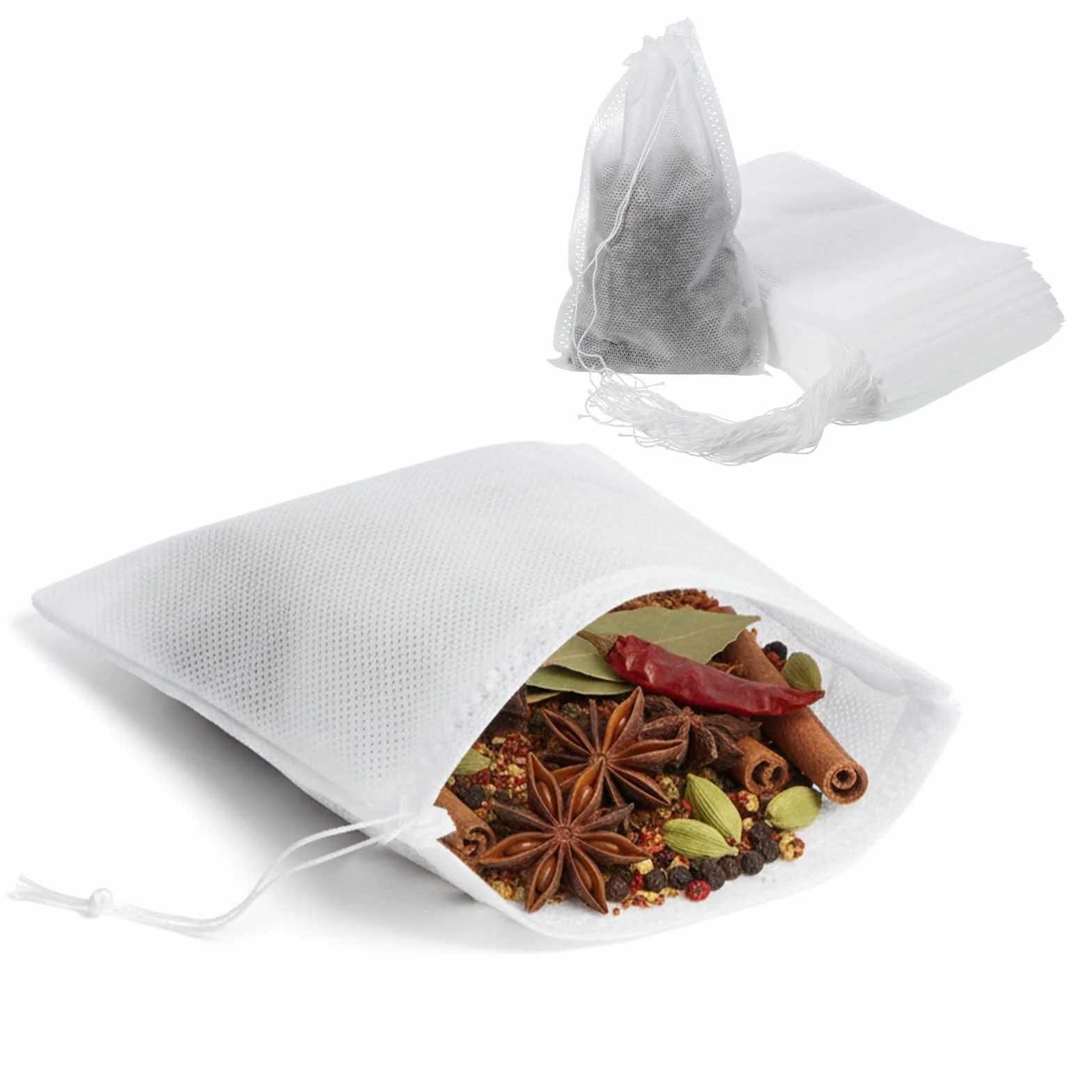 100 sztuk filtrów do herbaty sypkiej, torebki do herbaty sypkiej, 10 x 15 cm, ze sznurkiem, białe, z włókniny, jednorazowe worki filtrujące do przypraw, kawy, herbaty DIY, wanilii, lawendy, herbaty