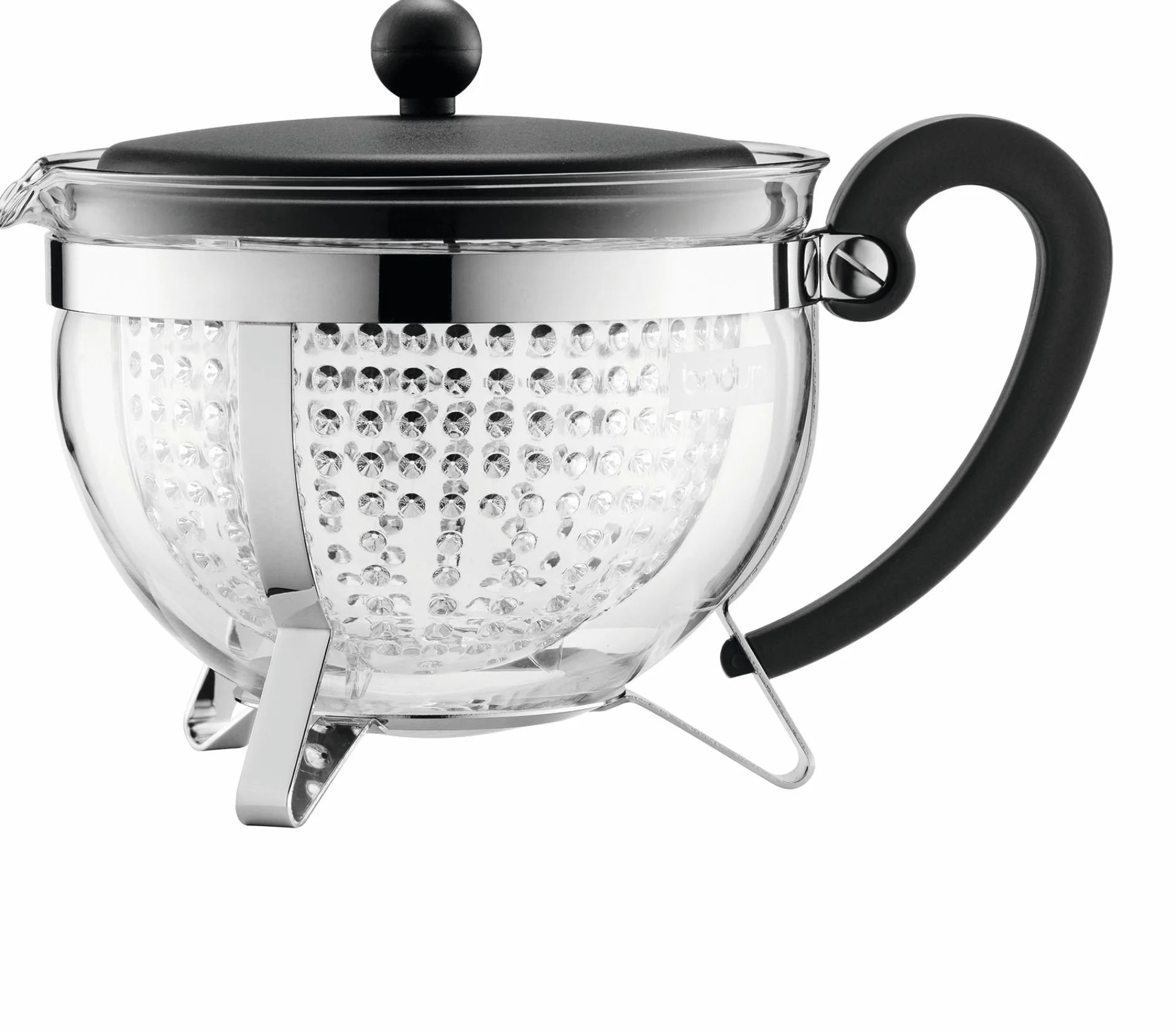 Bodum Chambord Dzbanek do herbaty z kolorową plastikową pokrywką, 1,3 l, 1,3 l, czarny
