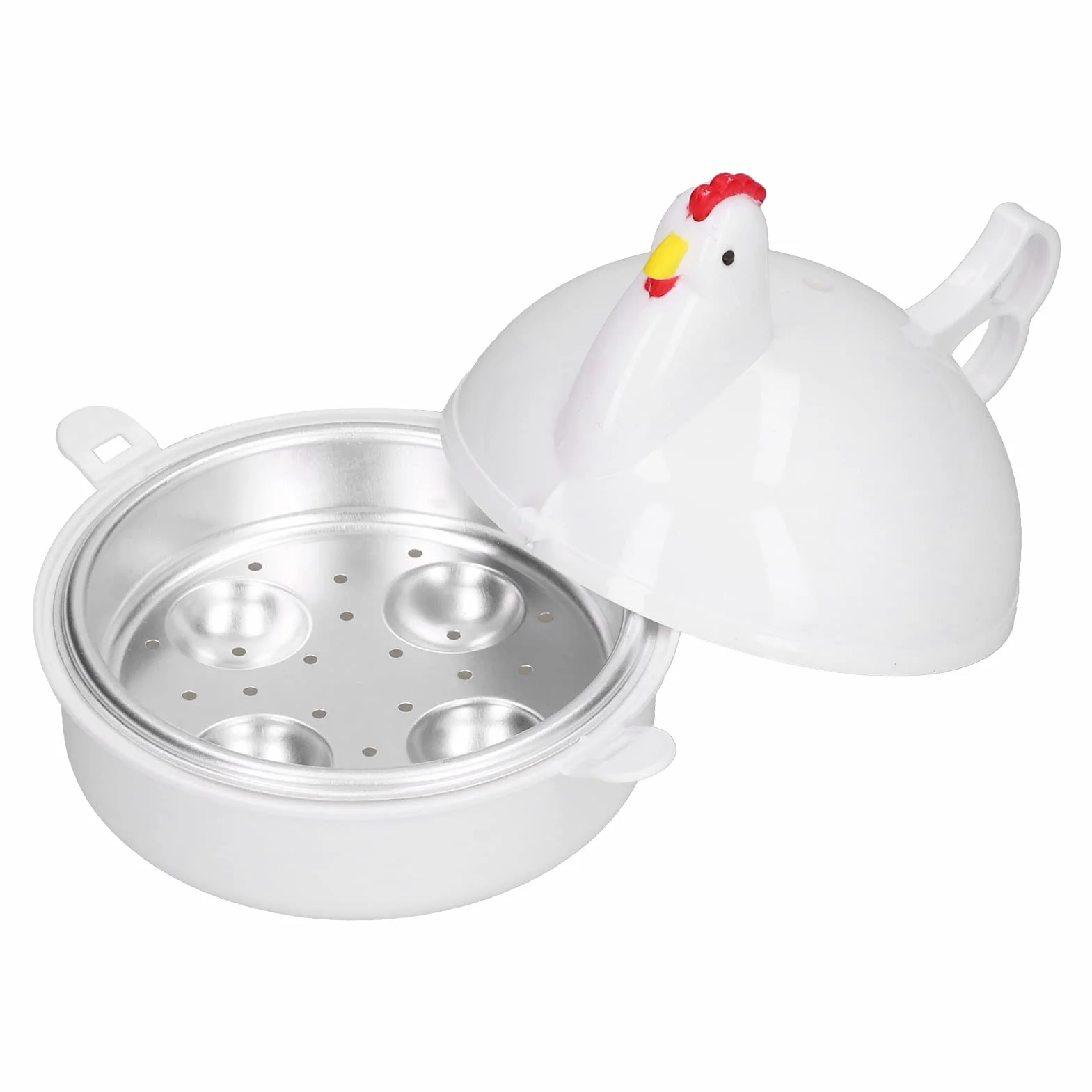 Tyenaza Egg Cooker, 4 Eggs Chicken‑Shaped Heat Microwave Eggs Boiler for Home Kitchen(12.3X13cm)