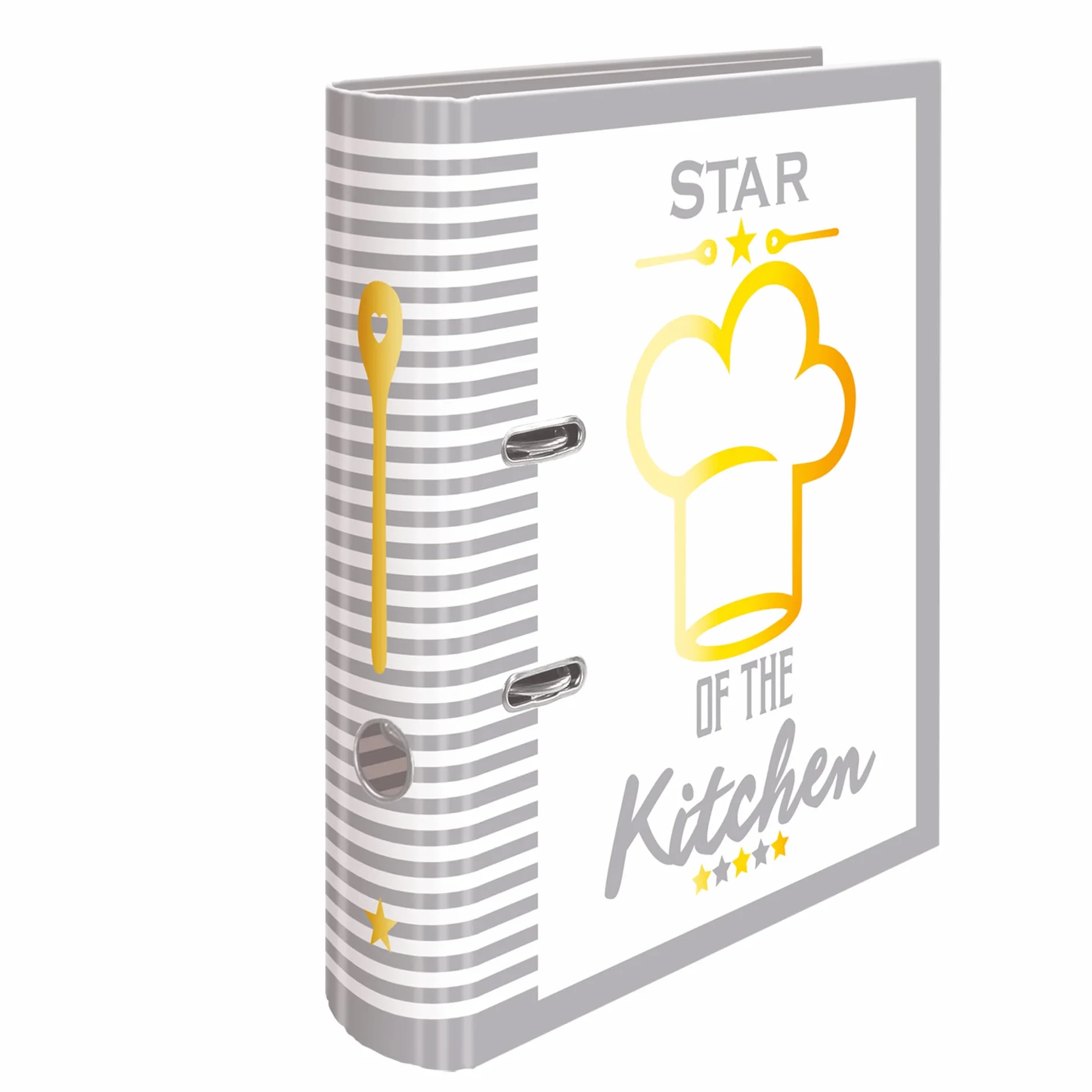 HERMA 19662 Recipe Folder A4 for Writing Yourself Star of the Kitchen, 7 cm Wide, Recipe Book with Index for Filing, Motif Ring Binder with Inner Print for Kitchen and Household for Cooking Recipes