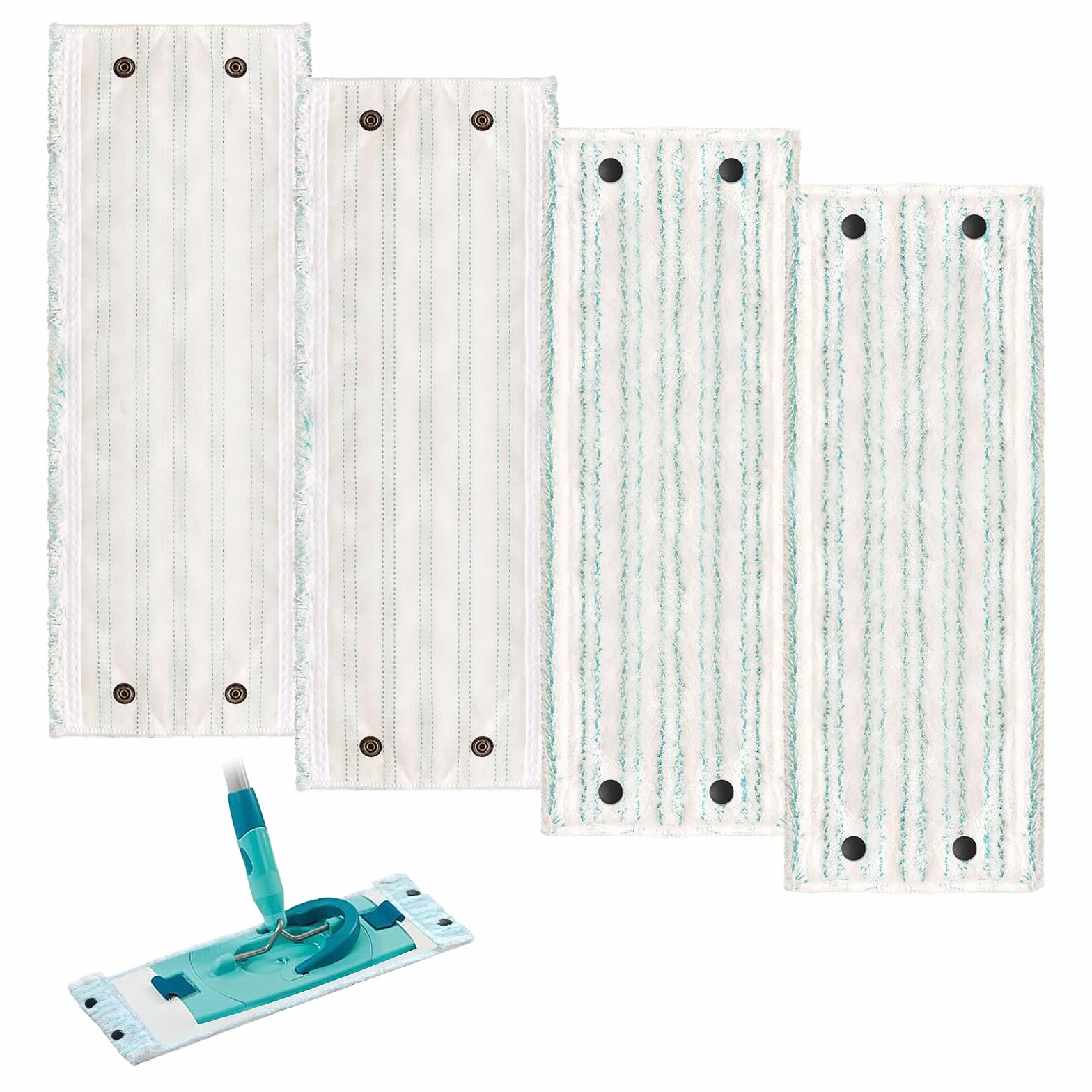 Clean Twist M Mop Micro Duo, 4 sztuki, 42 × 15,5 cm, wymienna nakładka z mikrofibry, nakładka na mop, akcesoria do Leifheit do wszystkich rodzajów podłóg