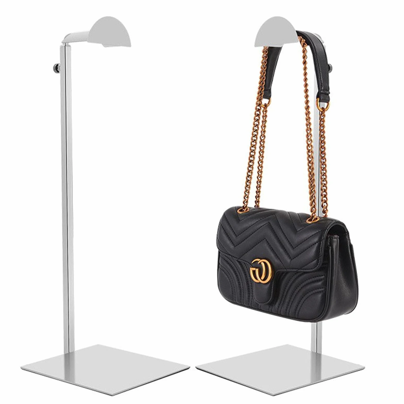 Regulowany uchwyt na torebki, stojak na biżuterię, stal nierdzewna, 35-60 cm / 13,7-23,6 cala, 12 x 14 cm / 4,7 x 5,5 cala