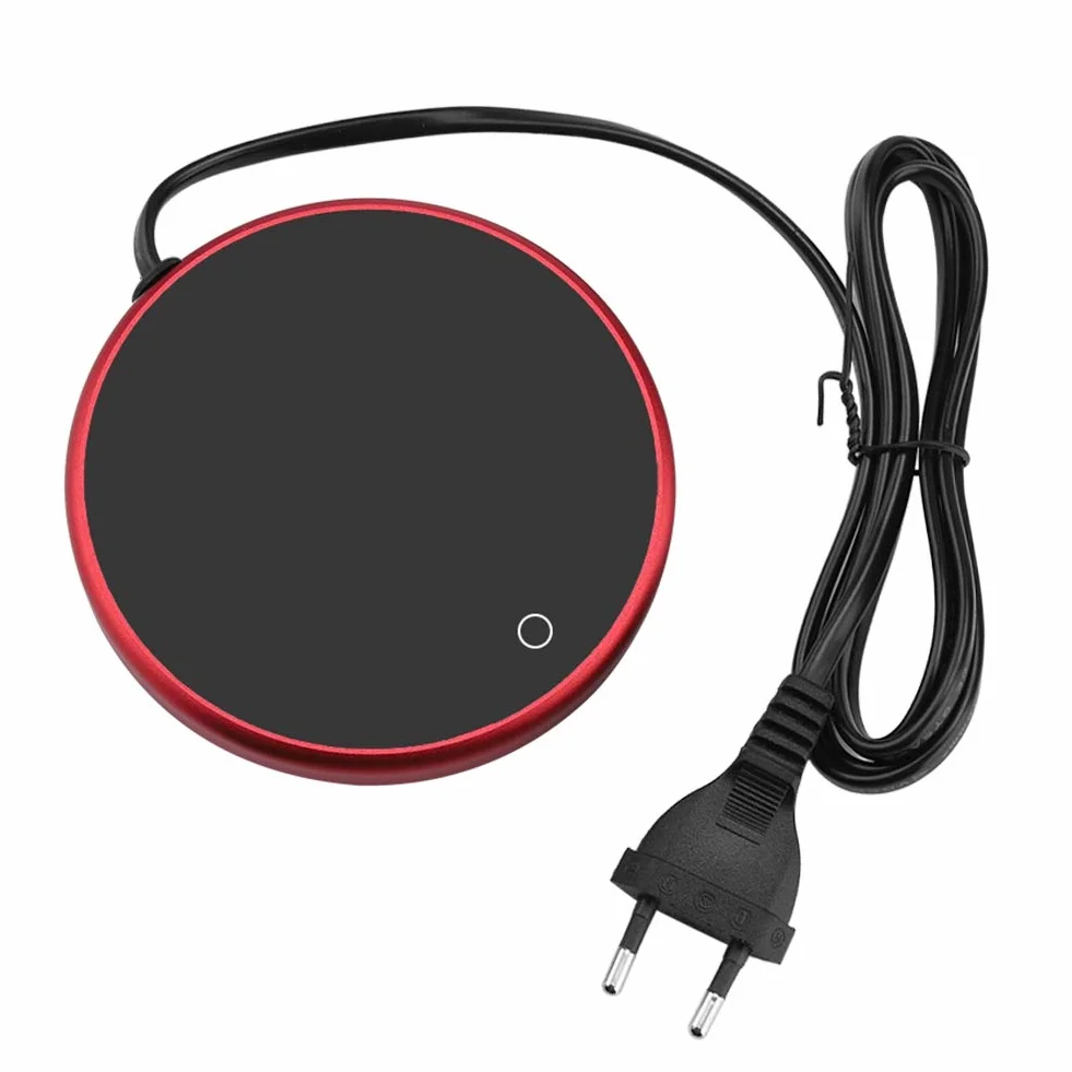 Garosa Podgrzewacz do filiżanek do kawy z przełącznikiem dotykowym, 220-240 V elektryczny podgrzewacz do kubków biurowych, mleka, herbaty, wody (wtyczka UE czerwona)