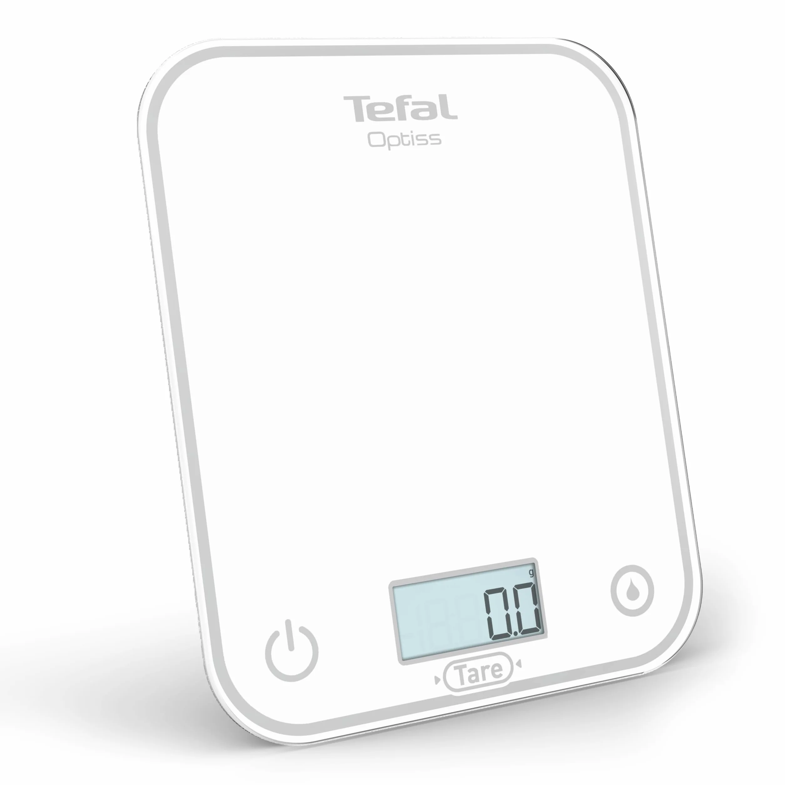 Tefal, Elektroniczna waga kuchenna, Optiss, czytelny podświetlany wyświetlacz, odporność na zarysowania, pojemność 5 kg, biała, BC50U0V0