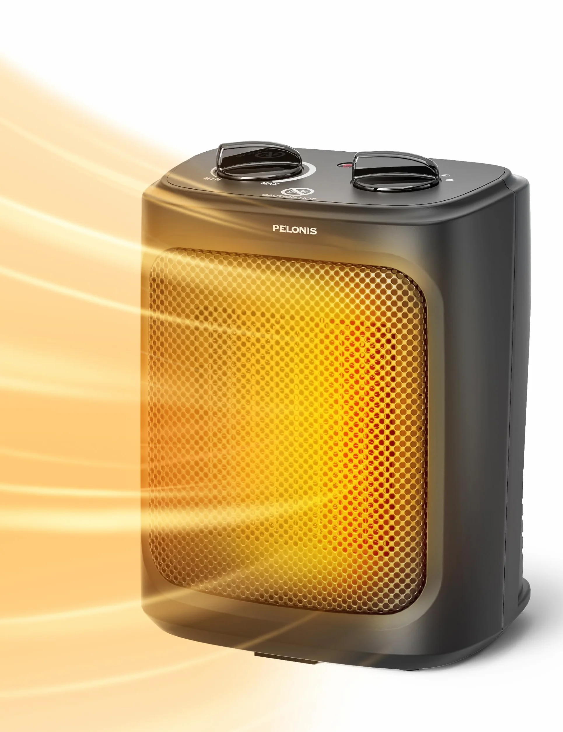 PELONIS Mini termowentylator elektryczny 2000 W, z dwoma poziomami grzania i wentylatorem, ceramiczny grzejnik stołowy do łazienki, sypialni, grzejnik stołowy z regulacją temperatury